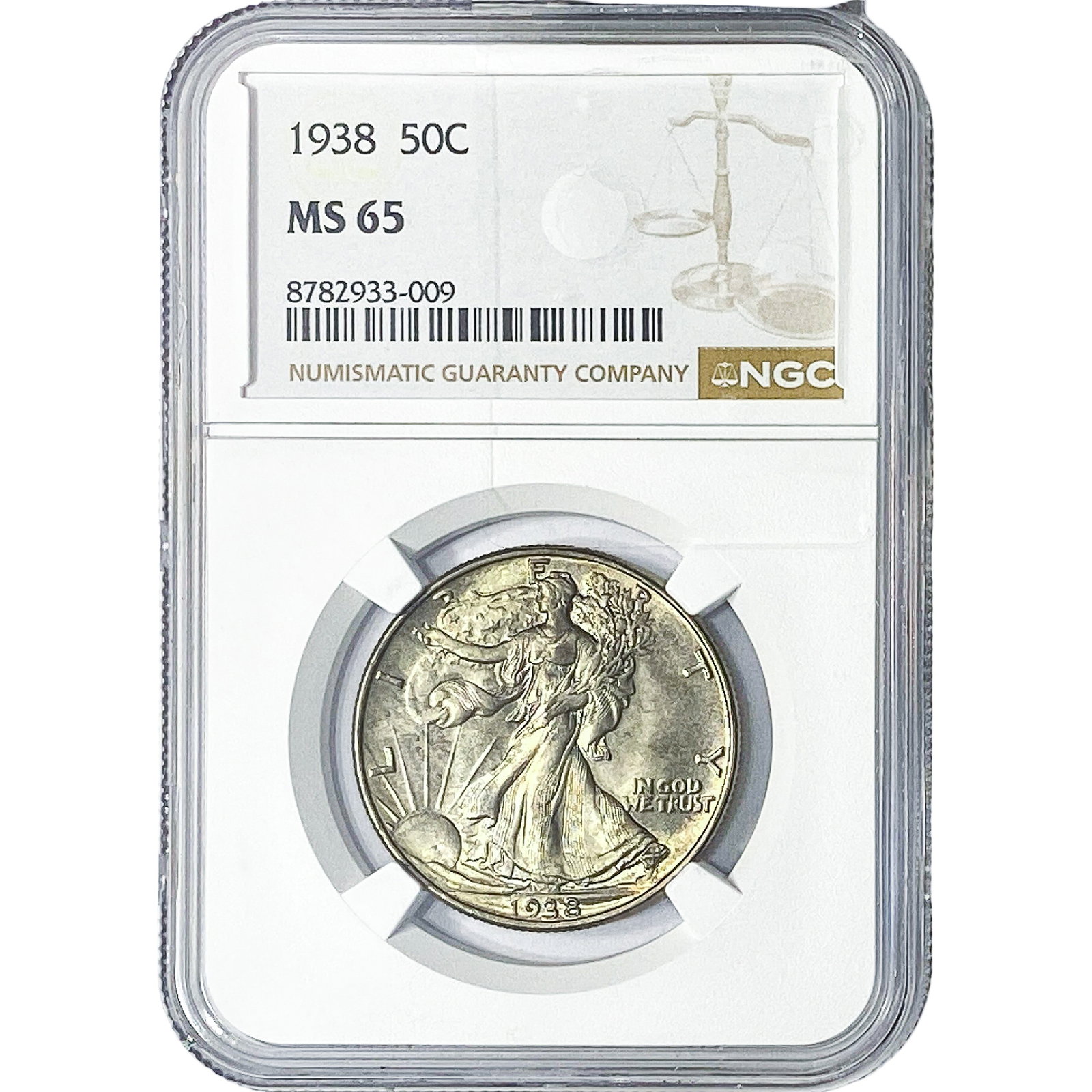 1938 Walking Liberty Half Dollar NGC MS65: 1938 Walking Liberty Half Dollar NGC MS65