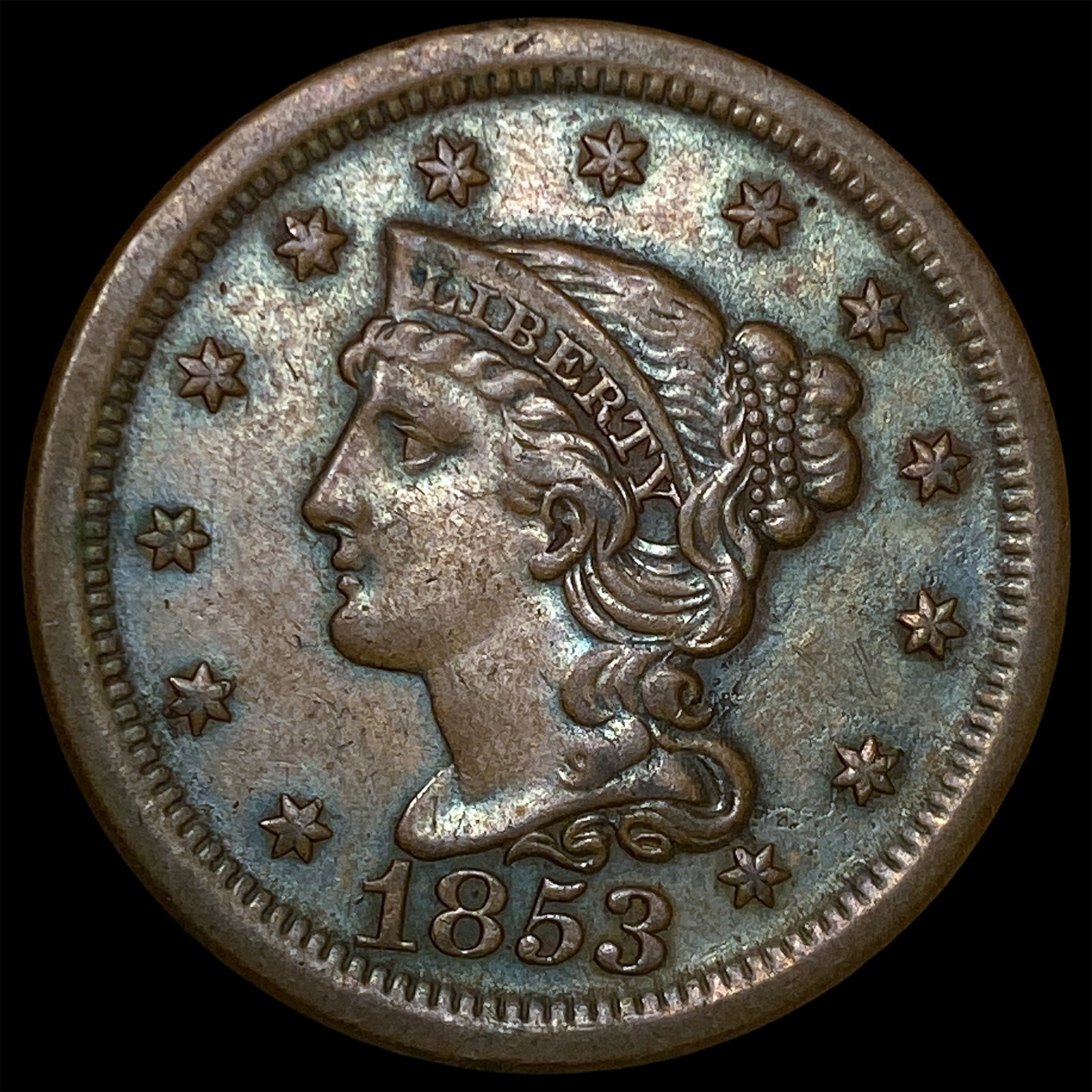 1853 Braided Hair Large Cent CLOSELY UNCIRCULATED: 1853 Braided Hair Large Cent CLOSELY UNCIRCULATED