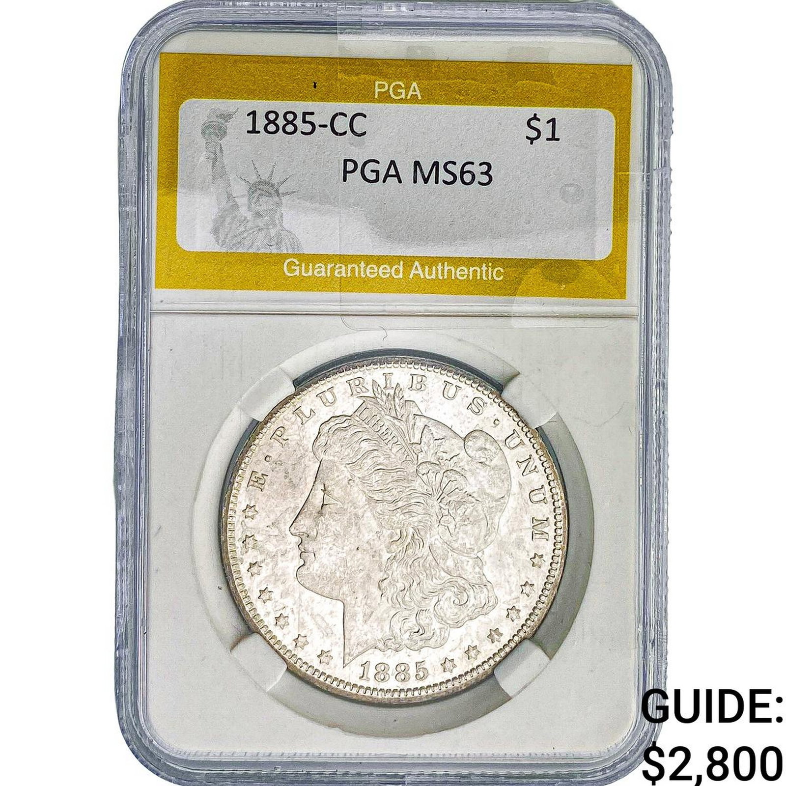 1885-CC Morgan Silver Dollar PGA MS63: 1885-CC Morgan Silver Dollar PGA MS63