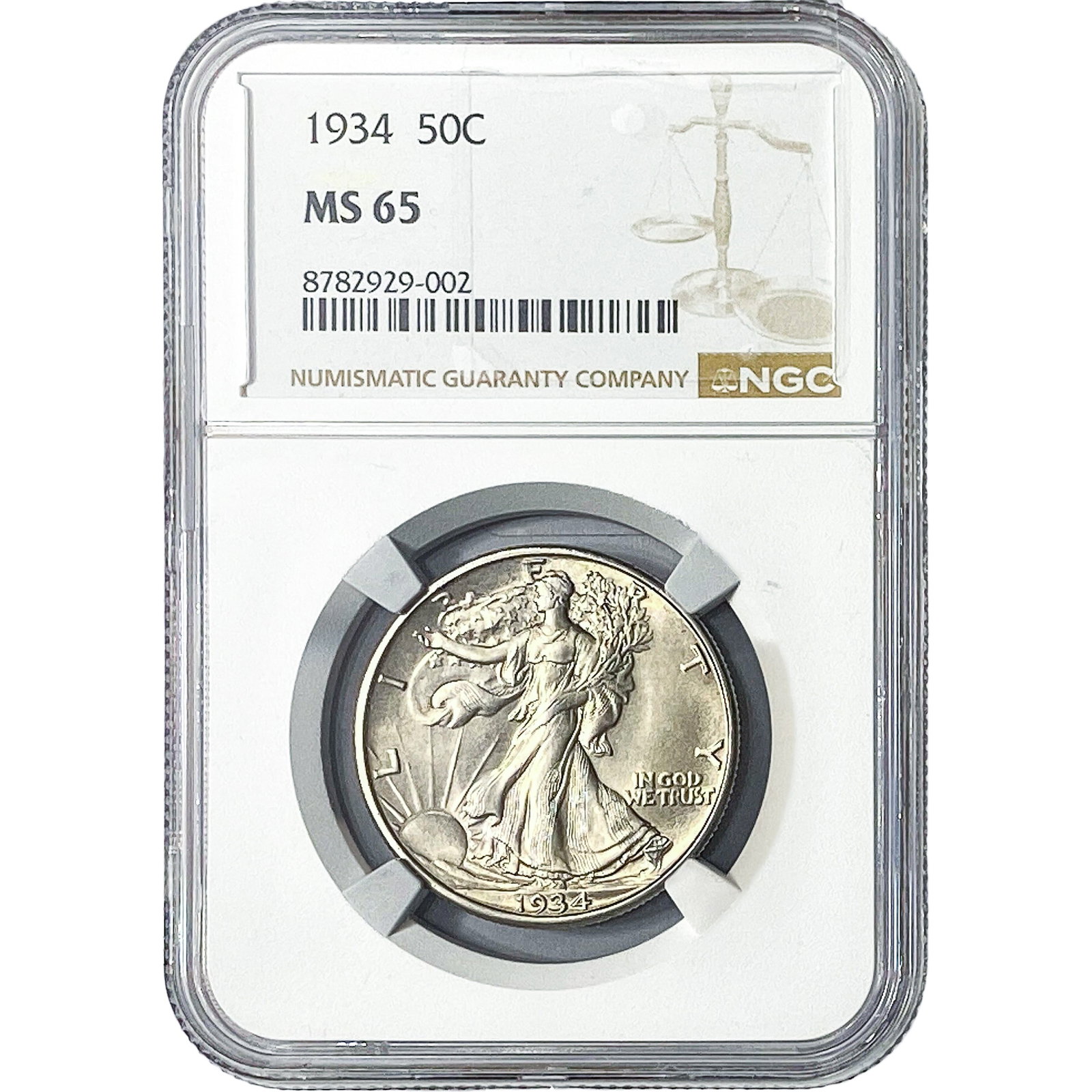 1934 Walking Liberty Half Dollar NGC MS65: 1934 Walking Liberty Half Dollar NGC MS65