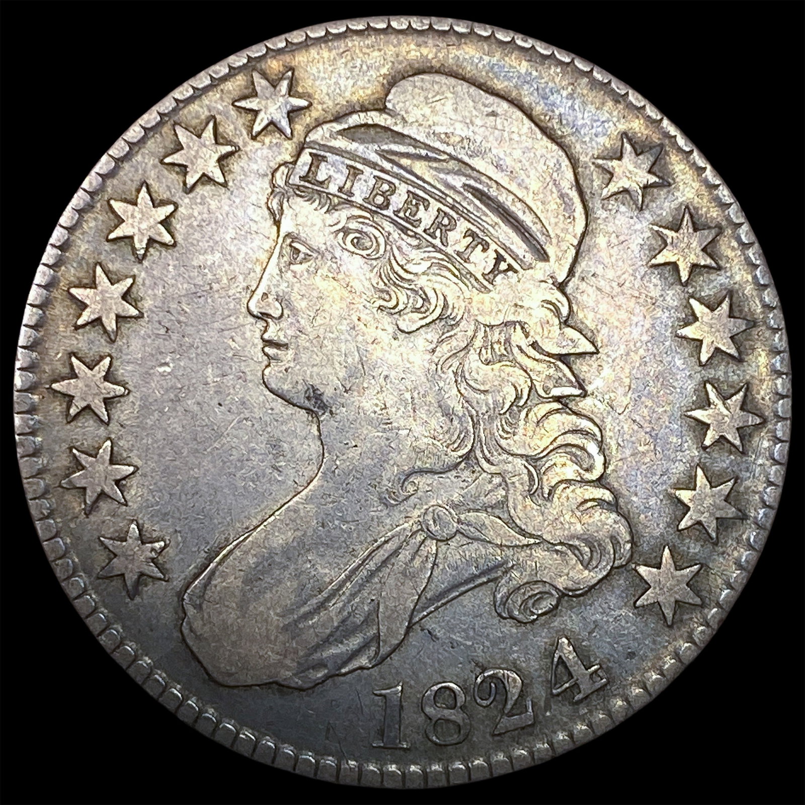 1824 Capped Bust Half Dollar NEARLY UNCIRCULATED: 1824 Capped Bust Half Dollar NEARLY UNCIRCULATED