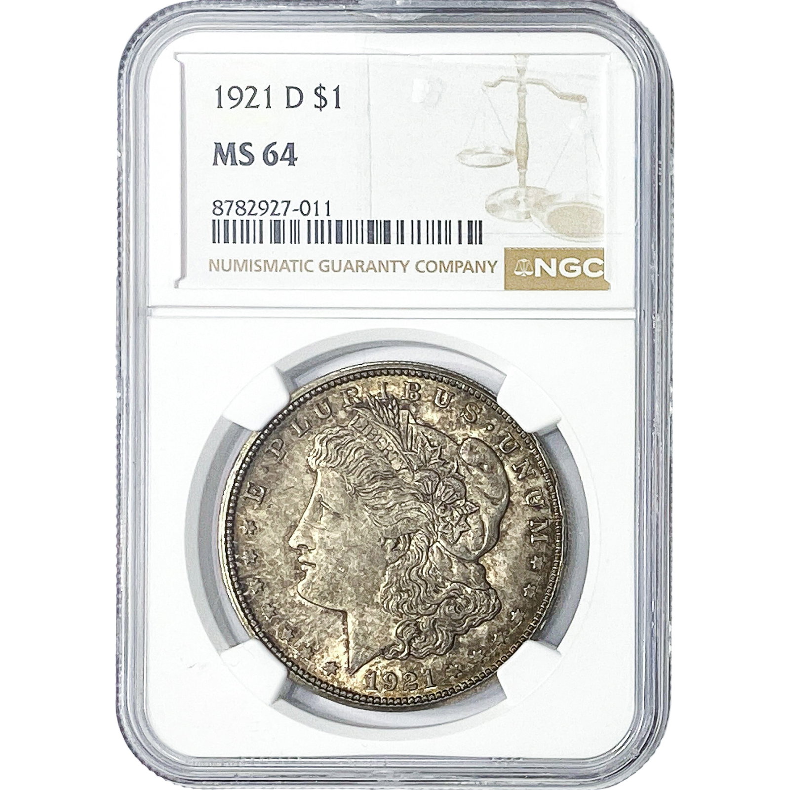 1921-D Morgan Silver Dollar NGC MS64: 1921-D Morgan Silver Dollar NGC MS64