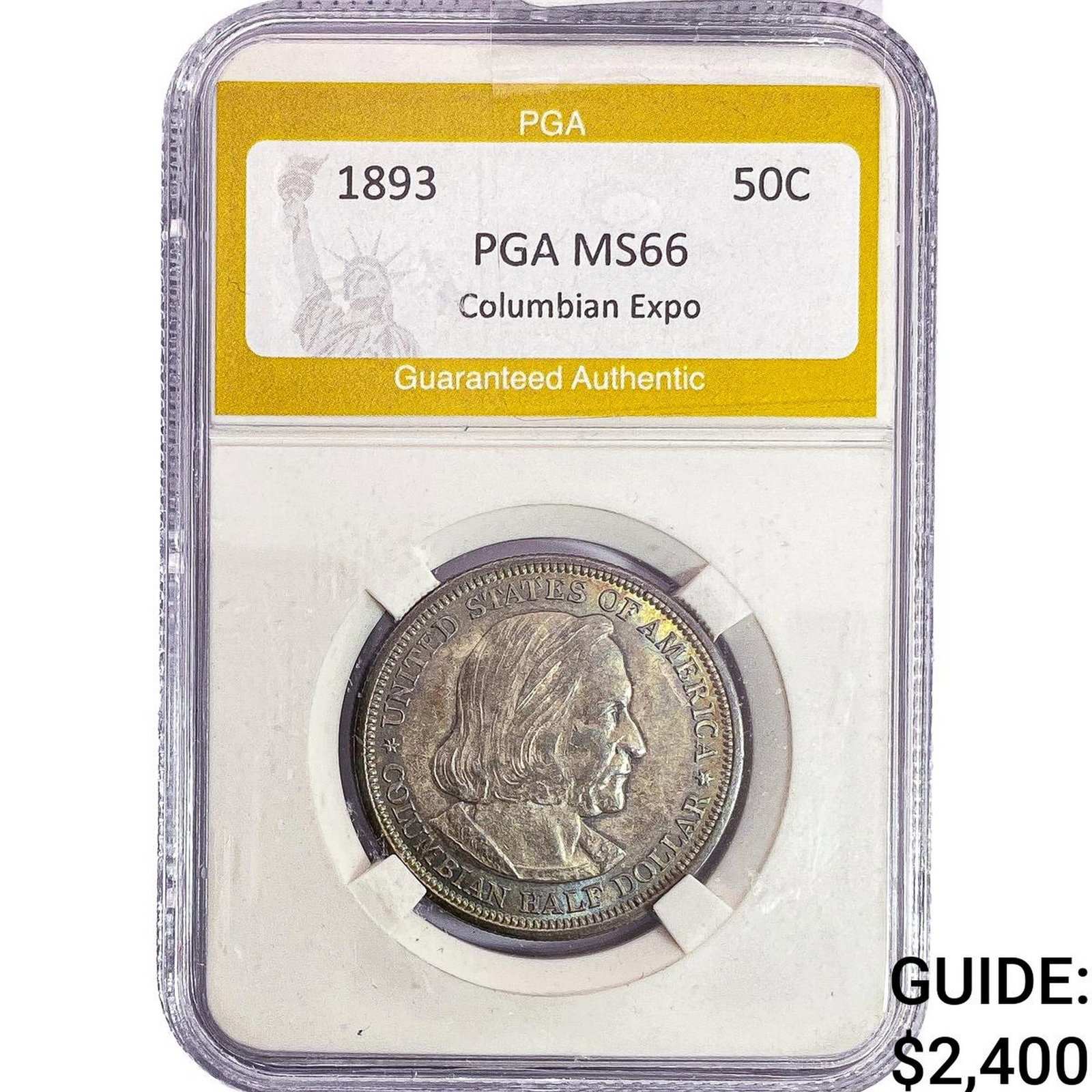 1893 Columbian Expo Half Dollar PGA MS66: 1893 Columbian Expo Half Dollar PGA MS66