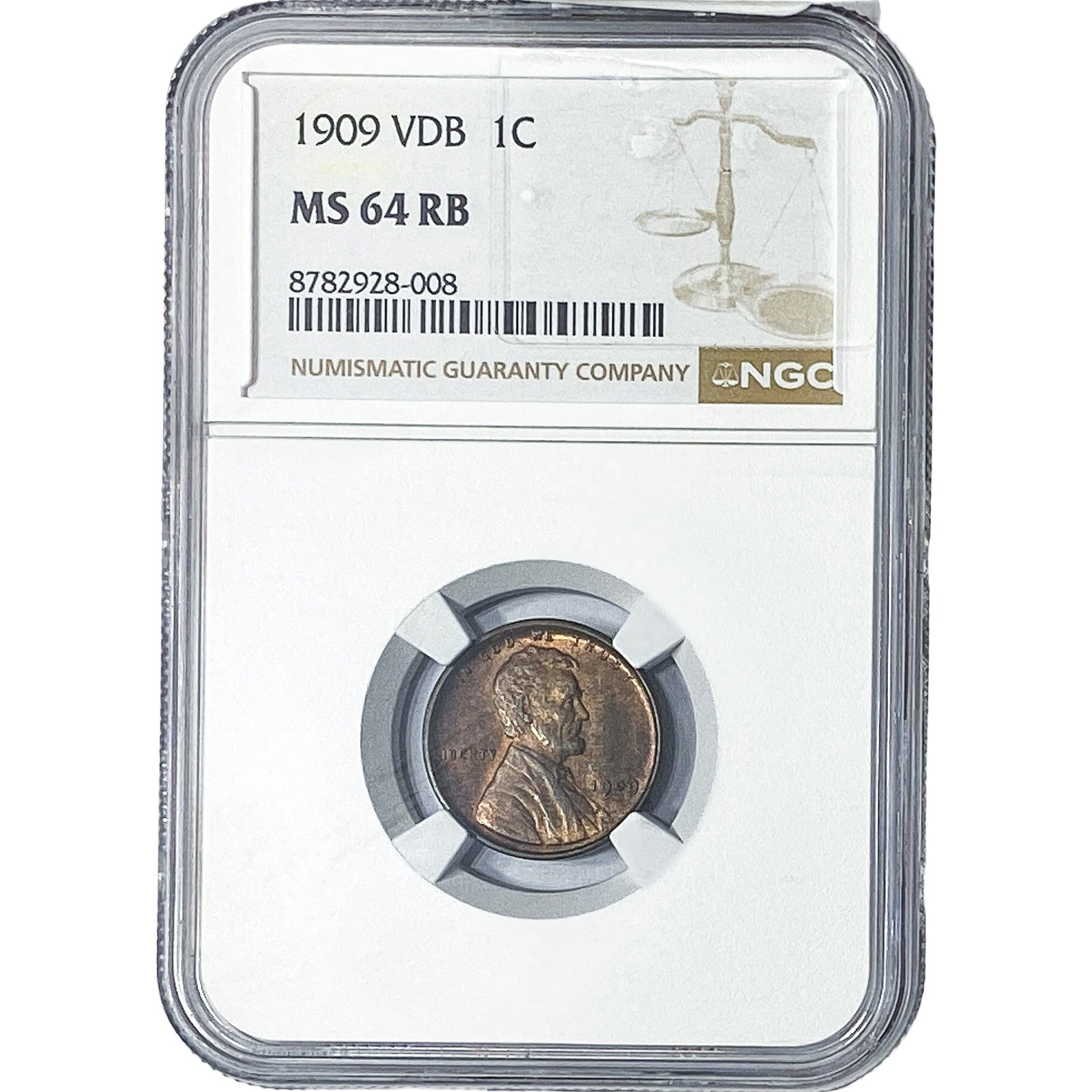 1909 Wheat Cent NGC MS64 RB: 1909 Wheat Cent NGC MS64 RB