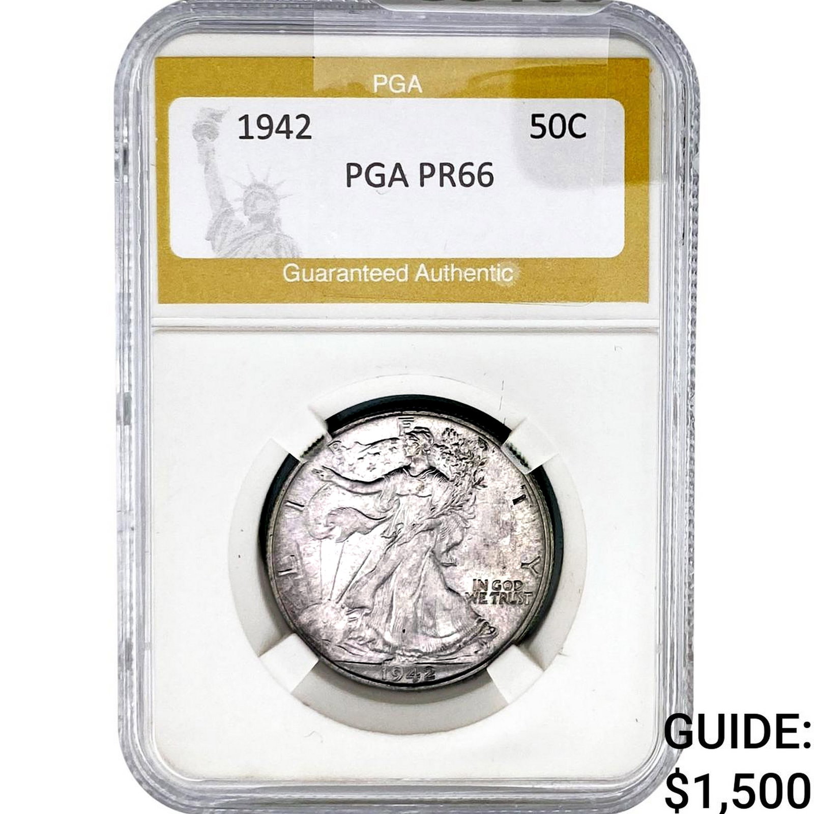 1942 Walking Liberty Half Dollar PGA PR66: 1942 Walking Liberty Half Dollar PGA PR66