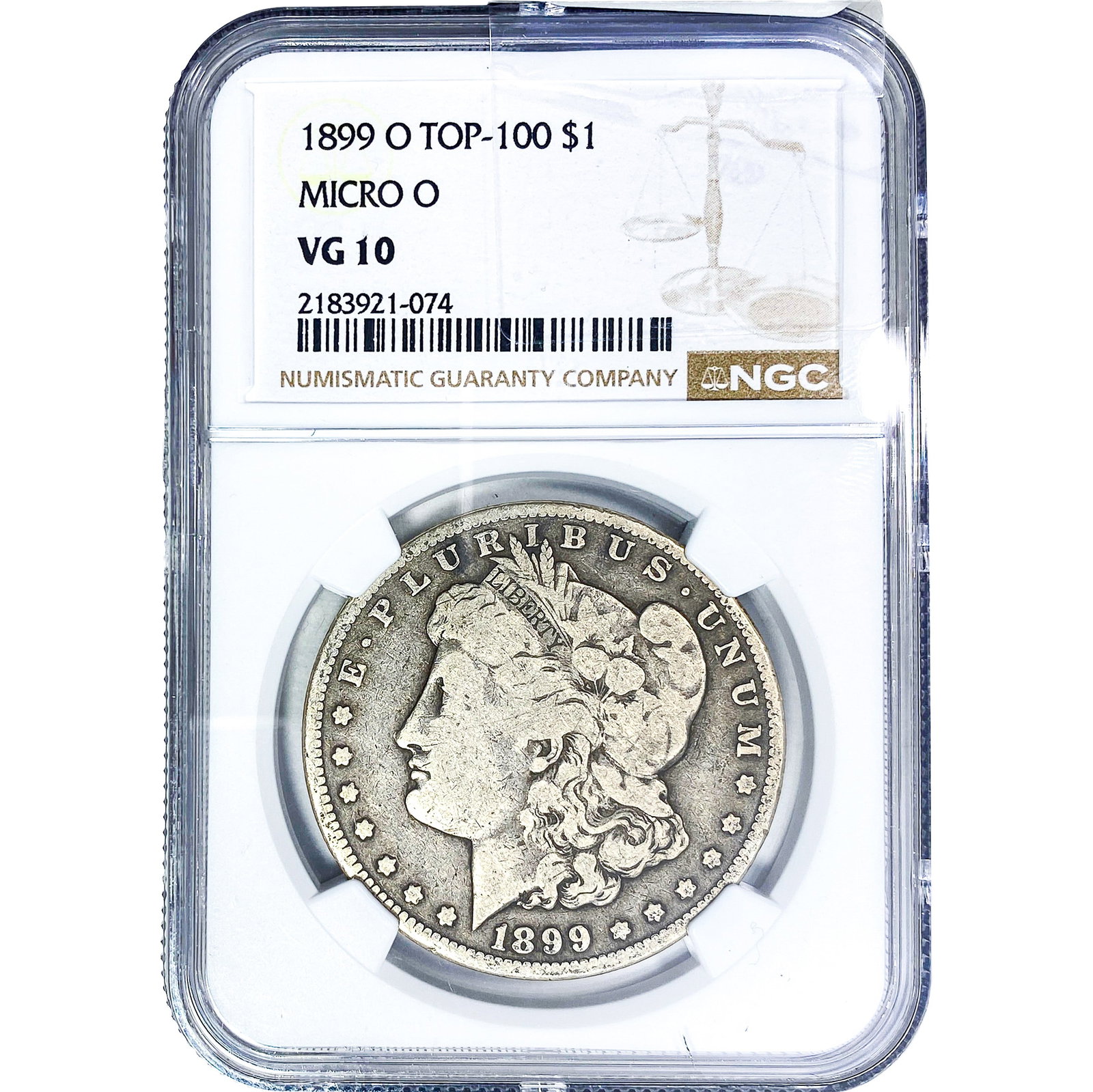 1899-O Morgan Silver Dollar NGC VG10: 1899-O Morgan Silver Dollar NGC VG10