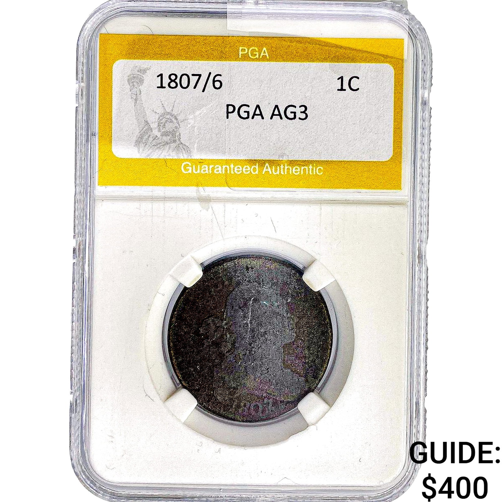 1807/6 Draped Bust Large Cent PGA AG3: 1807/6 Draped Bust Large Cent PGA AG3