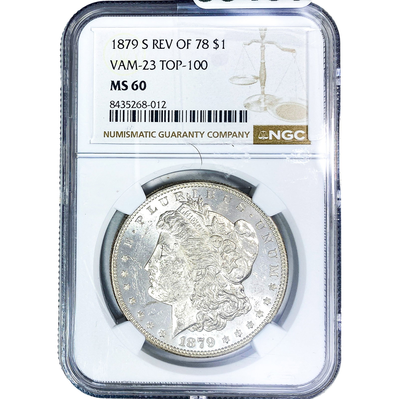 1879-S Morgan Silver Dollar NGC MS60: 1879-S Morgan Silver Dollar NGC MS60