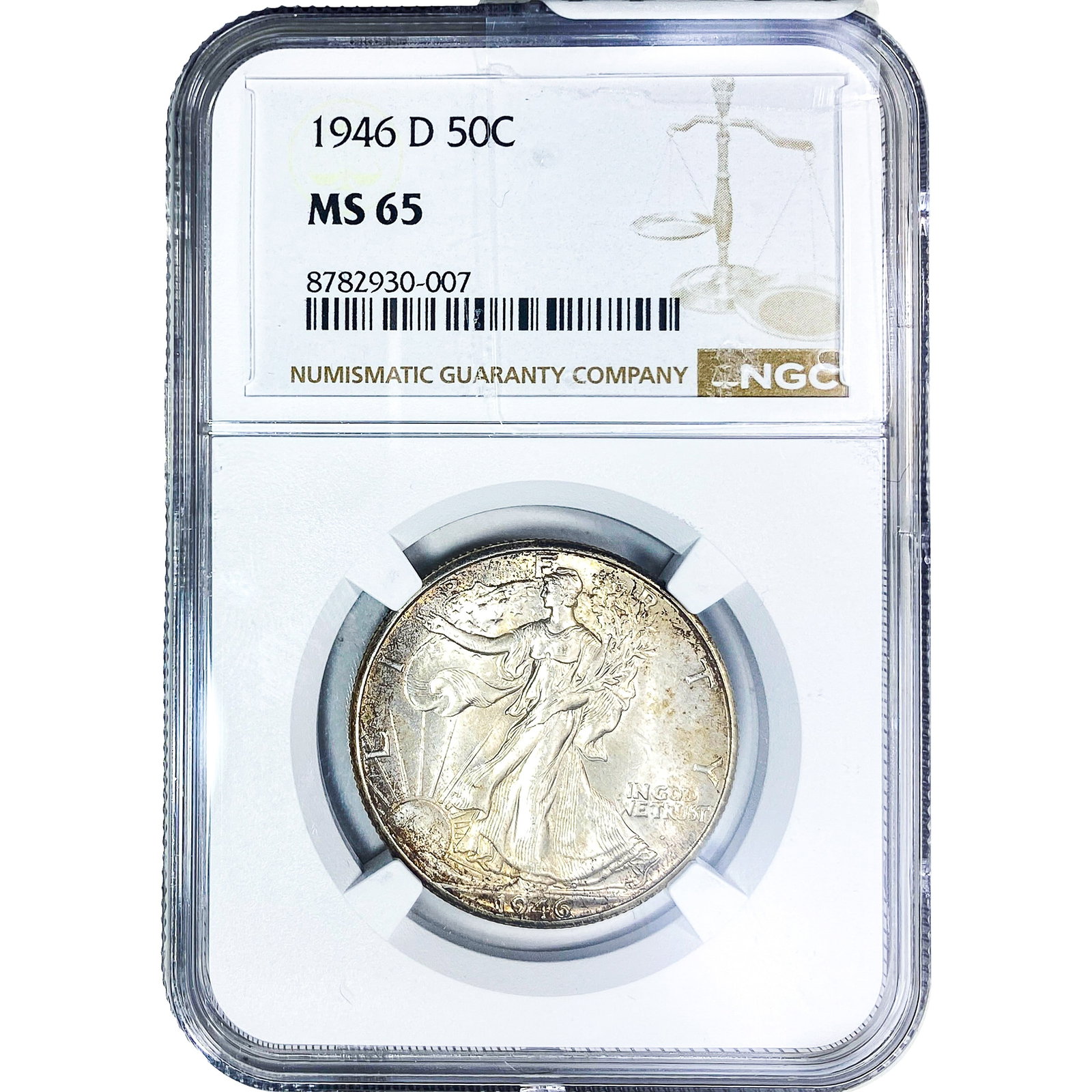 1946-D Walking Liberty Half Dollar NGC MS65: 1946-D Walking Liberty Half Dollar NGC MS65
