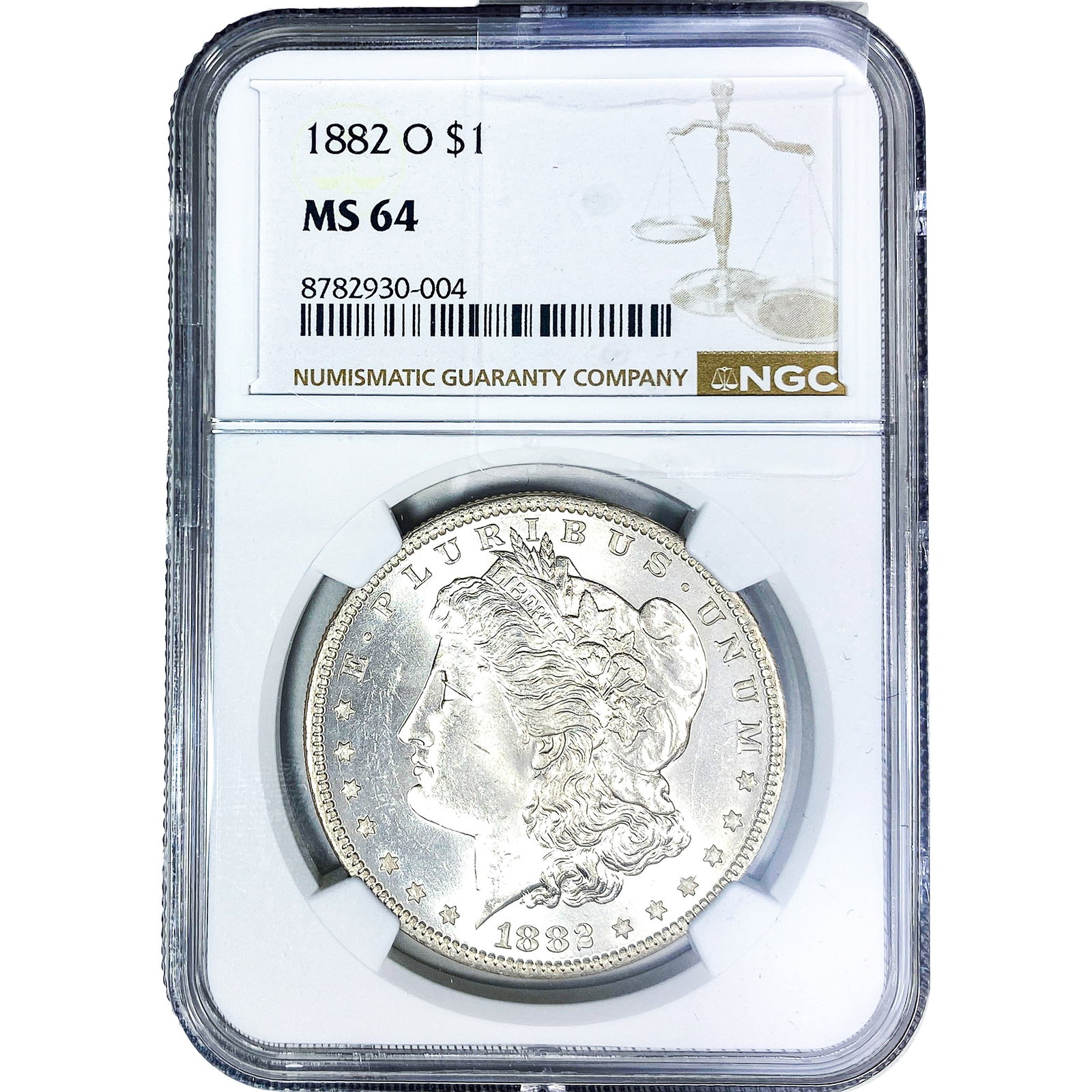 1882-O Morgan Silver Dollar NGC MS64: 1882-O Morgan Silver Dollar NGC MS64