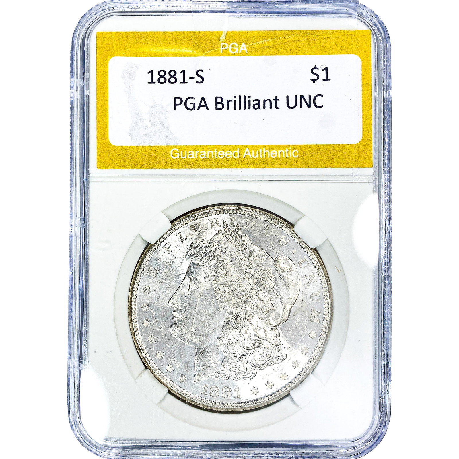 1881-S Morgan Silver Dollar PGA Brilliant UNC: 1881-S Morgan Silver Dollar PGA Brilliant UNC