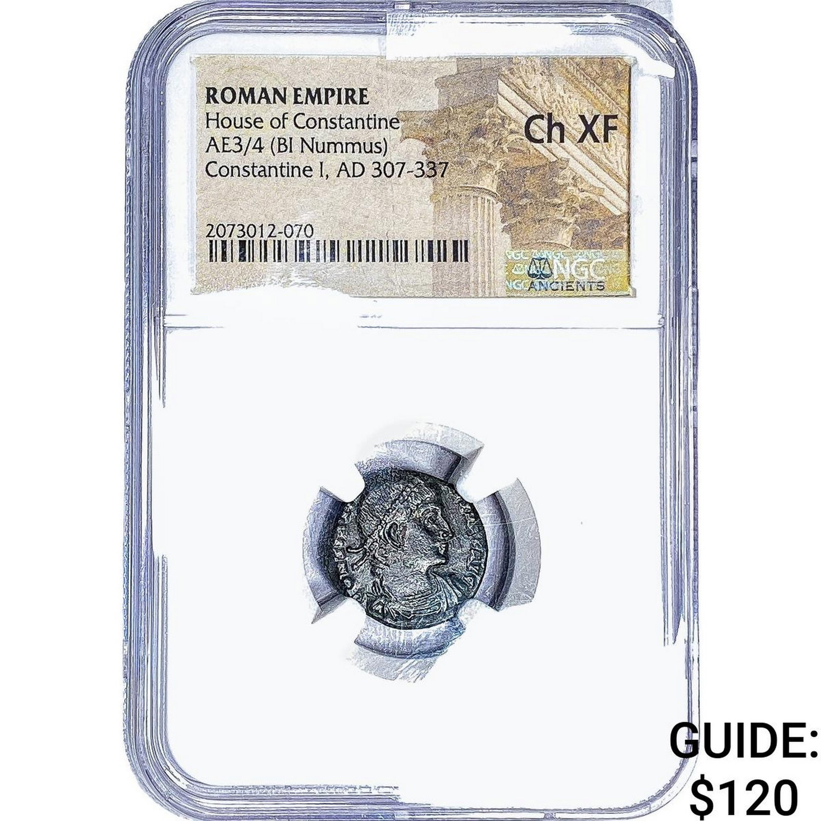 Roman Constantine I Bronze AE3/4 BI Nummus NGC: Roman Constantine I Bronze AE3/4 BI Nummus NGC