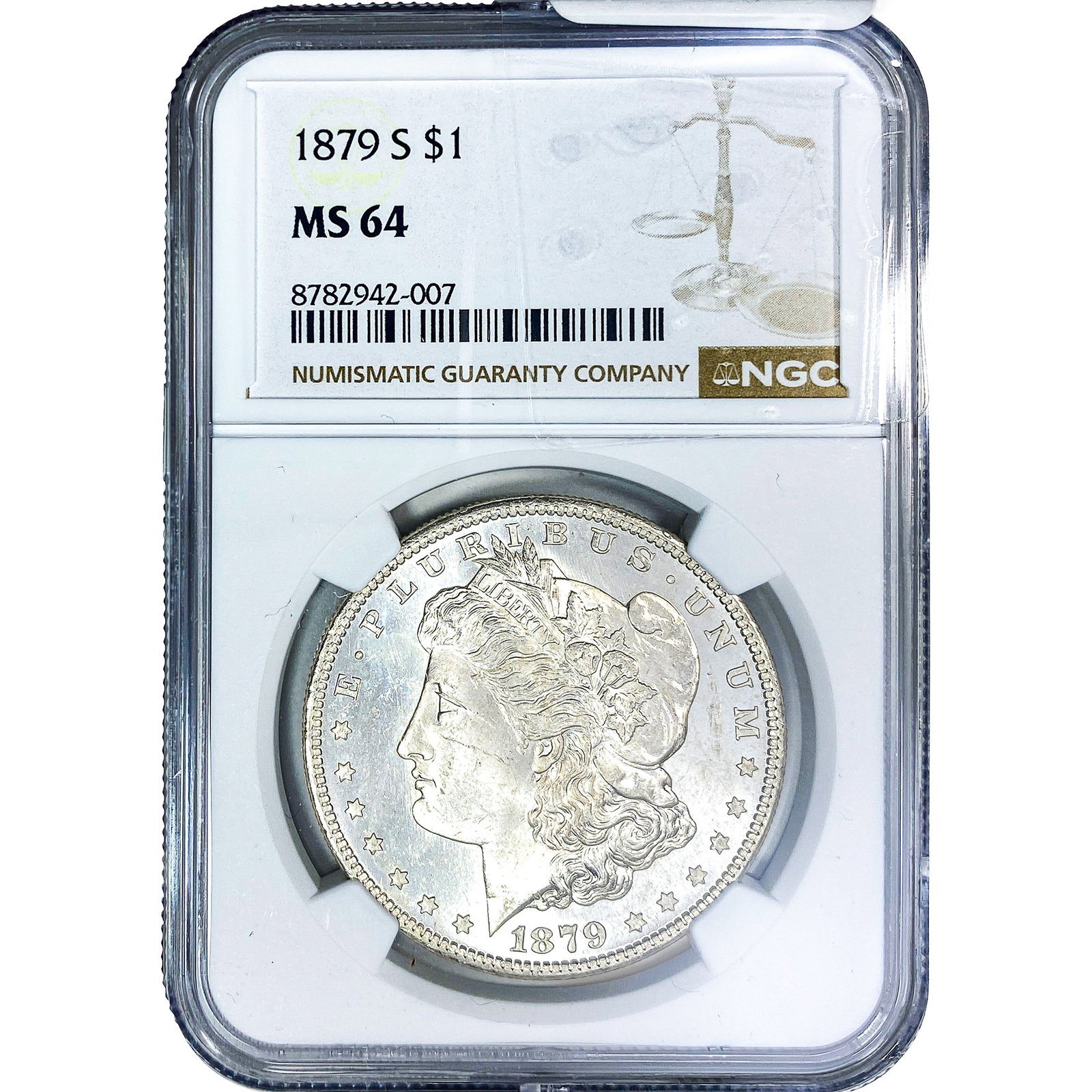 1879-S Morgan Silver Dollar NGC MS64: 1879-S Morgan Silver Dollar NGC MS64