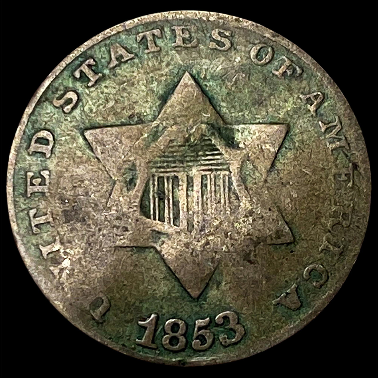 1853 Silver Three-Cent Piece NICELY CIRCULATED: 1853 Silver Three-Cent Piece NICELY CIRCULATED