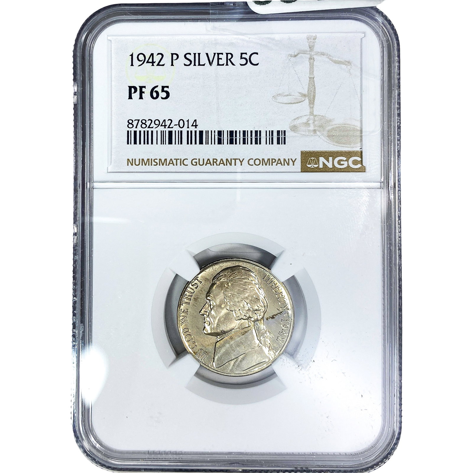 1942-P Jefferson Nickel NGC PF65: 1942-P Jefferson Nickel NGC PF65