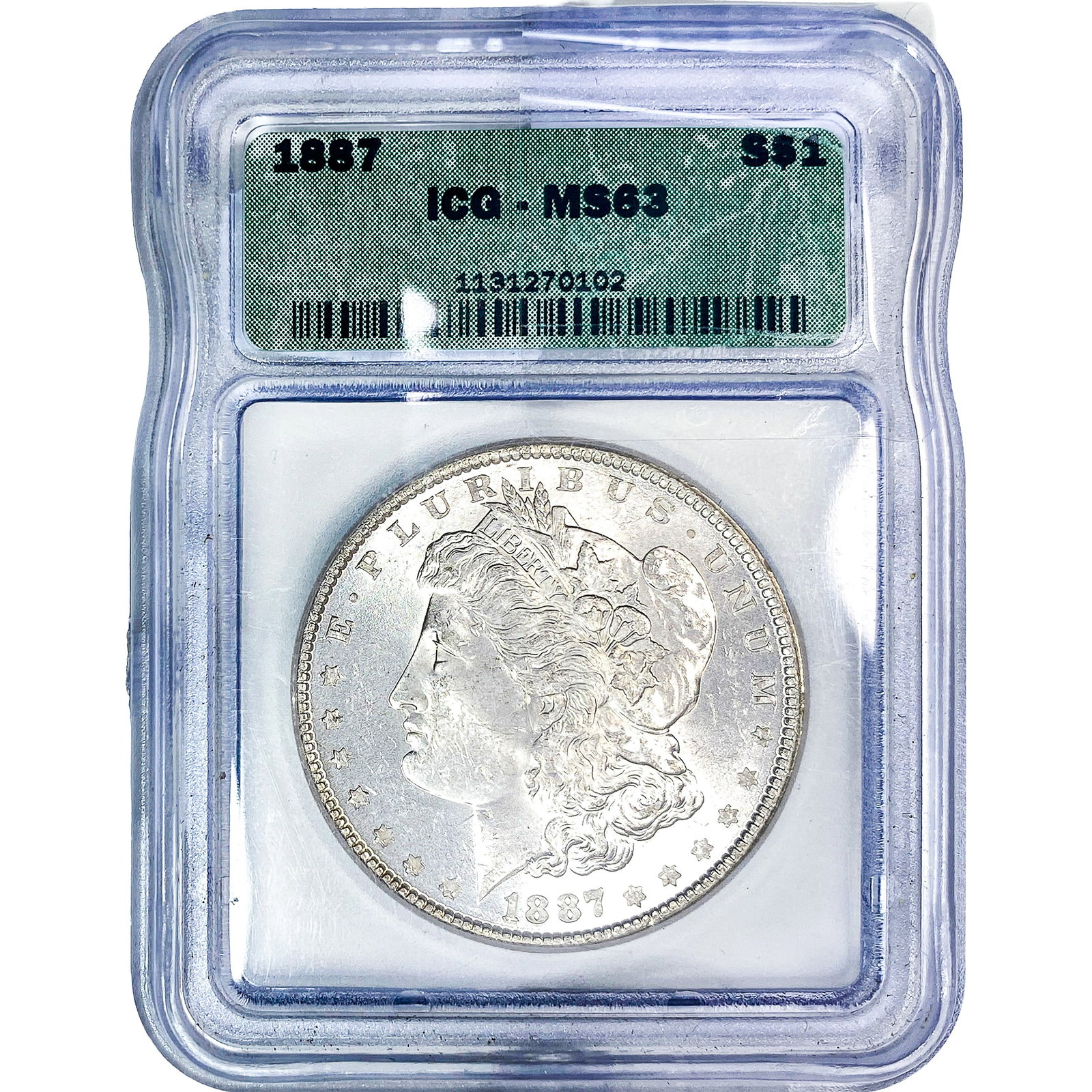1887 Morgan Silver Dollar ICG MS63: 1887 Morgan Silver Dollar ICG MS63