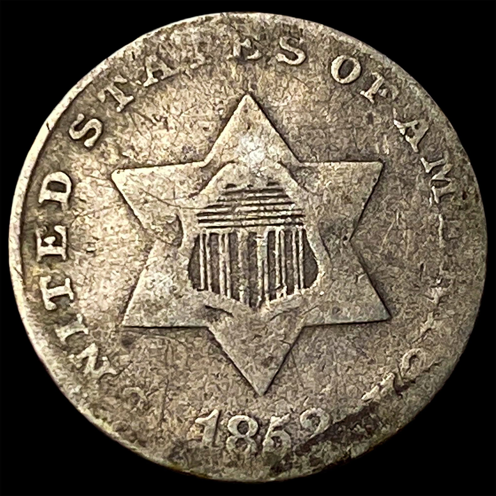 1852 Silver Three-Cent Piece NICELY CIRCULATED: 1852 Silver Three-Cent Piece NICELY CIRCULATED