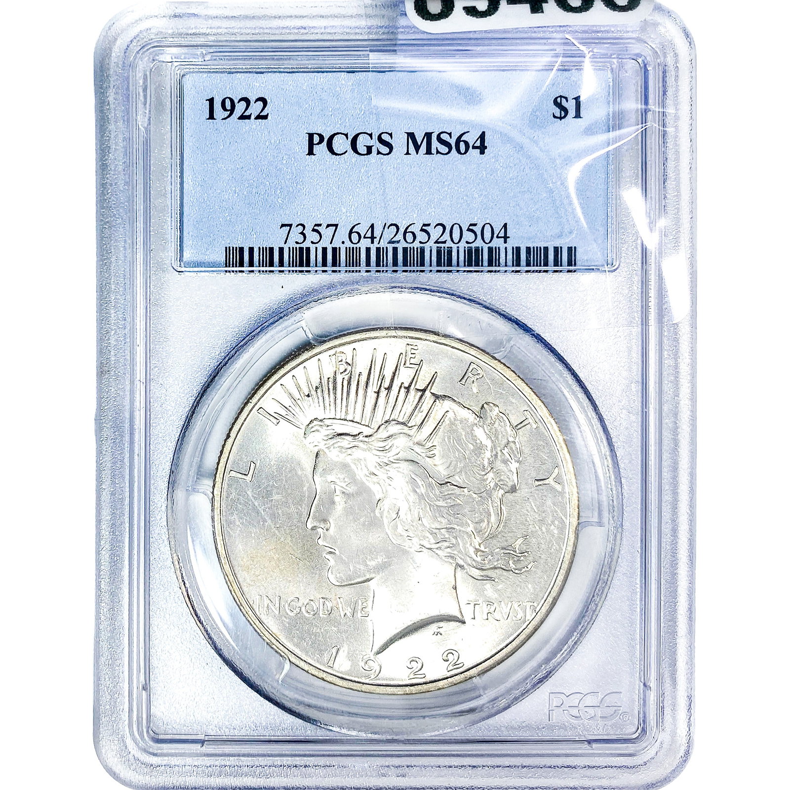 1922 Silver Peace Dollar NGC MS64: 1922 Silver Peace Dollar NGC MS64