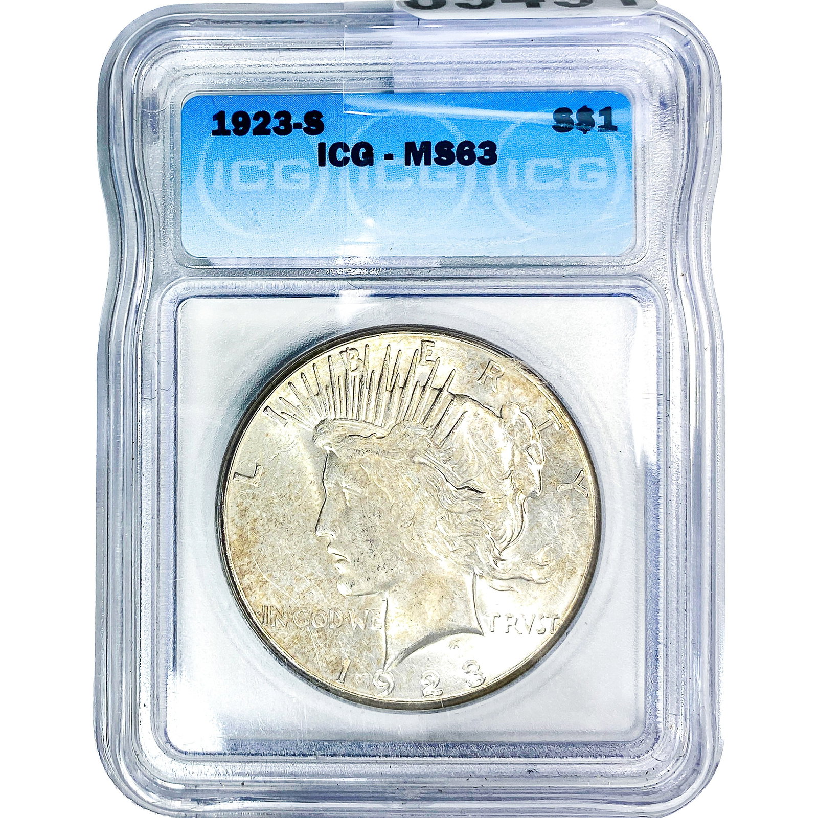 1923-S Silver Peace Dollar ICG MS63: 1923-S Silver Peace Dollar ICG MS63