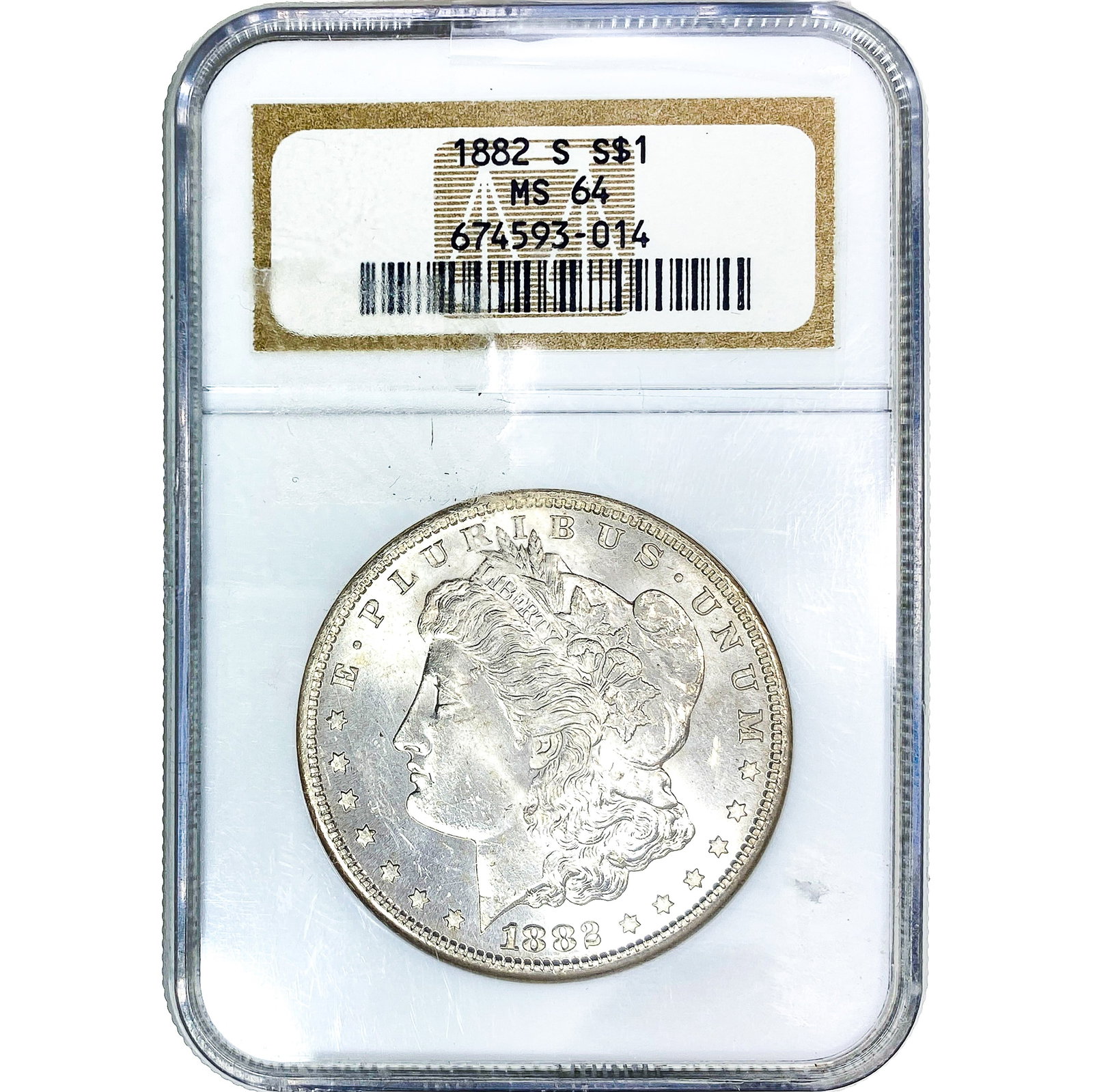 1882-S Morgan Silver Dollar NGC MS64: 1882-S Morgan Silver Dollar NGC MS64