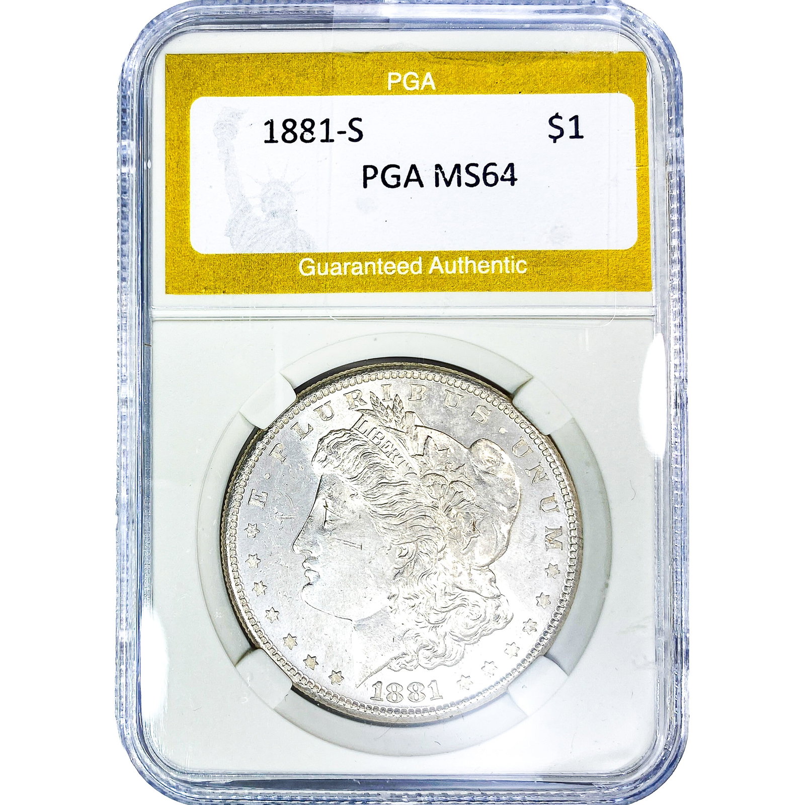 1881-S Morgan Silver Dollar PGA MS64: 1881-S Morgan Silver Dollar PGA MS64