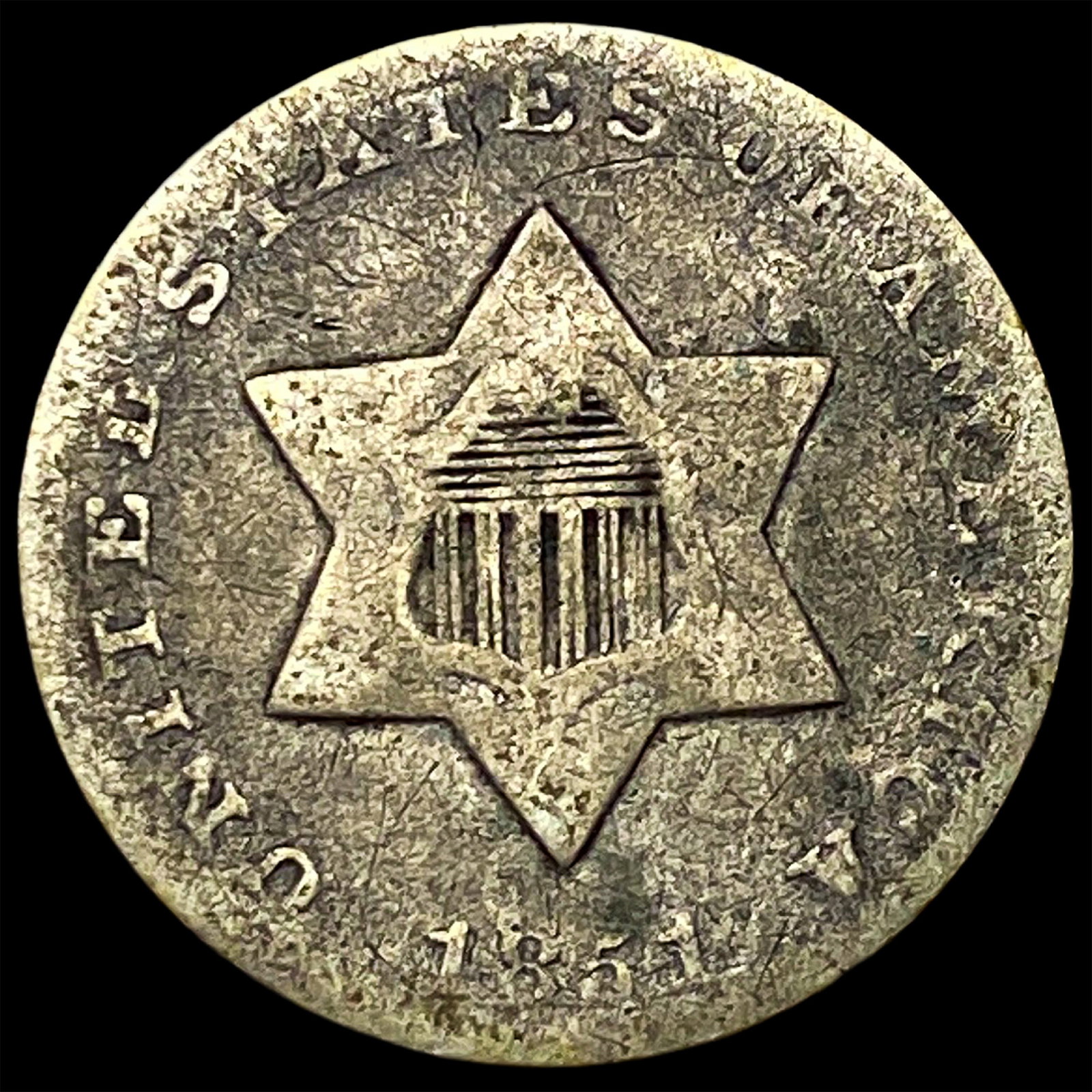 1851 Silver Three-Cent Piece NICELY CIRCULATED: 1851 Silver Three-Cent Piece NICELY CIRCULATED