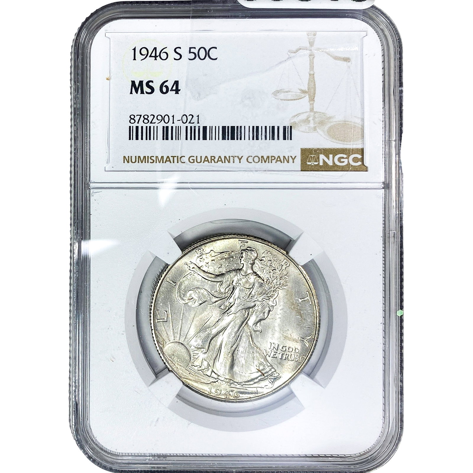 1946-S Walking Liberty Half Dollar NGC MS64: 1946-S Walking Liberty Half Dollar NGC MS64