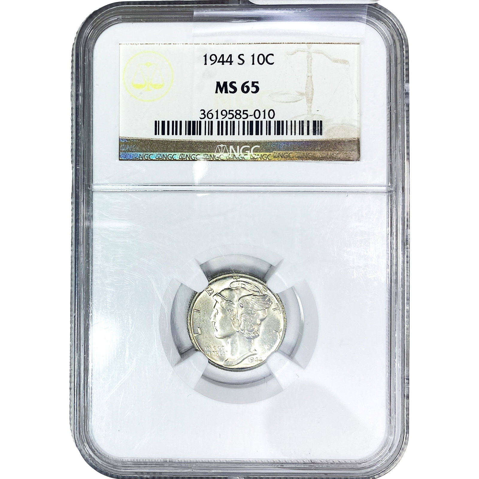 1944-S Mercury Silver Dime NGC MS65: 1944-S Mercury Silver Dime NGC MS65