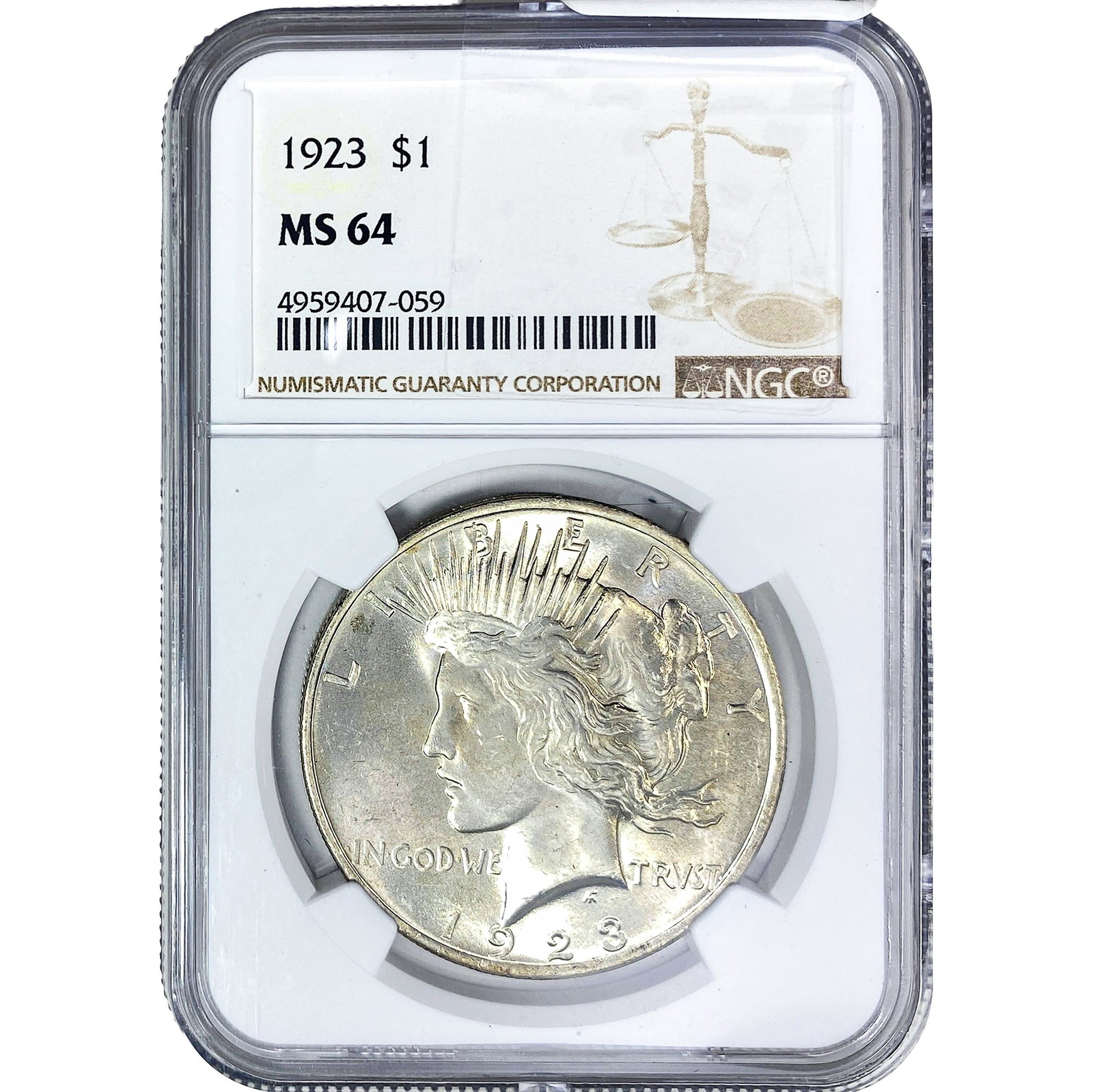1923 Silver Peace Dollar NGC MS64: 1923 Silver Peace Dollar NGC MS64