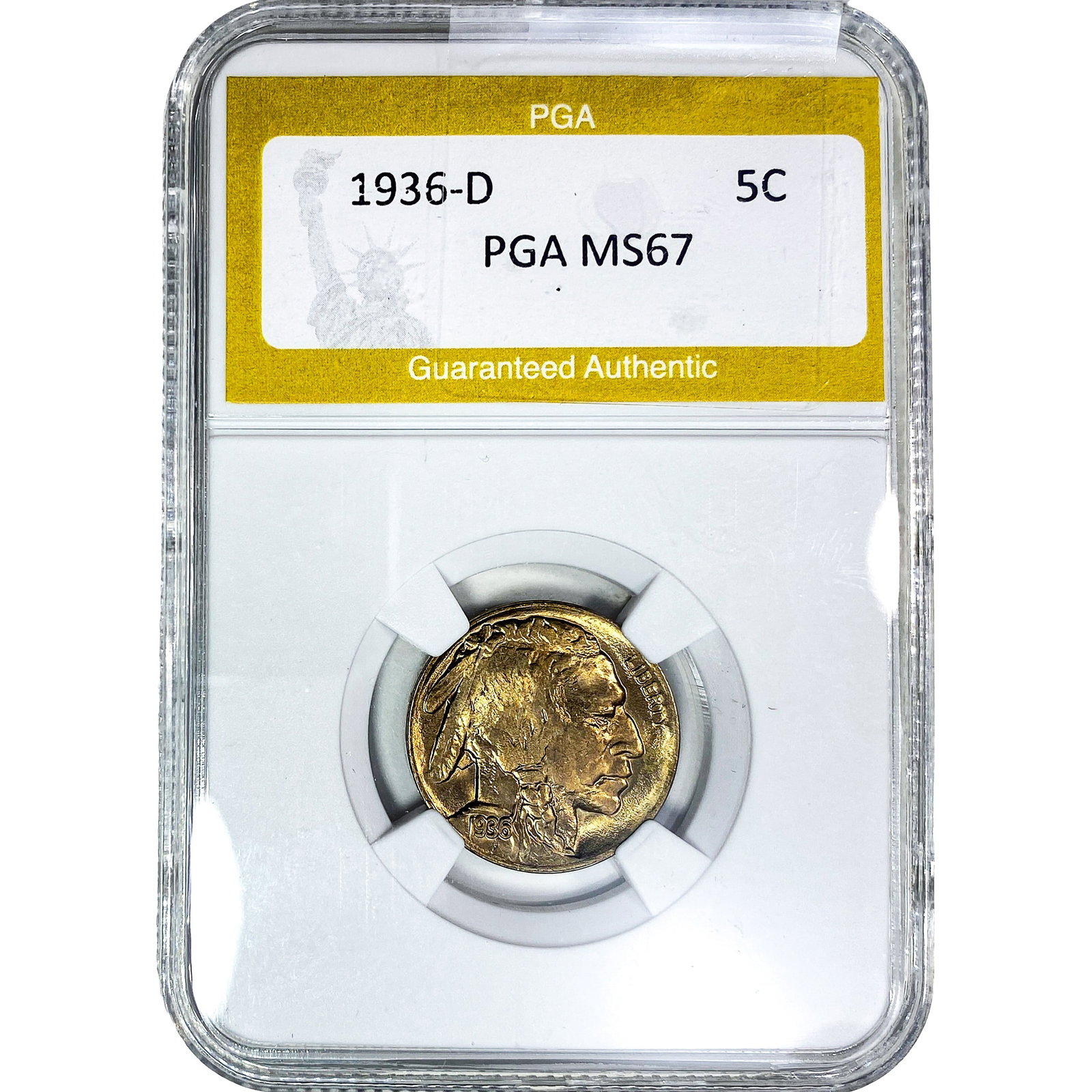 1936-D Buffalo Nickel PGA MS67: 1936-D Buffalo Nickel PGA MS67