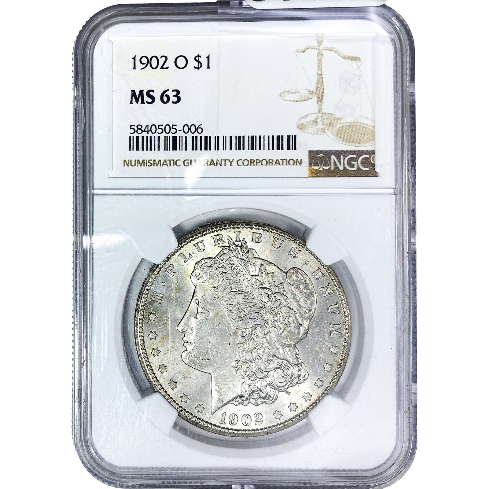 1902-O Morgan Silver Dollar NGC MS63: 1902-O Morgan Silver Dollar NGC MS63