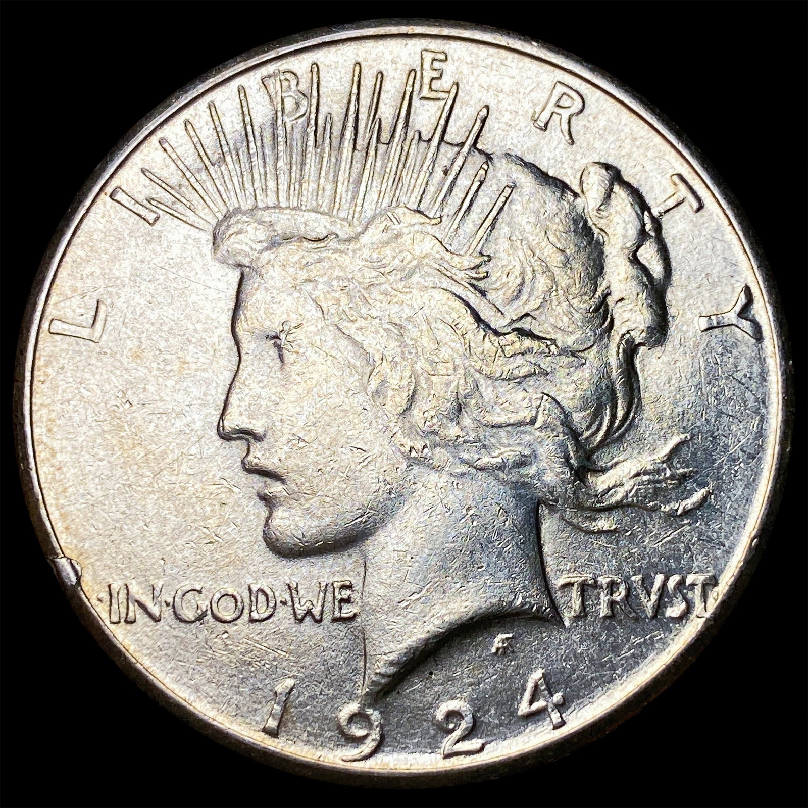 1924-S Silver Peace Dollar CLOSELY UNCIRCULATED: 1924-S Silver Peace Dollar CLOSELY UNCIRCULATED