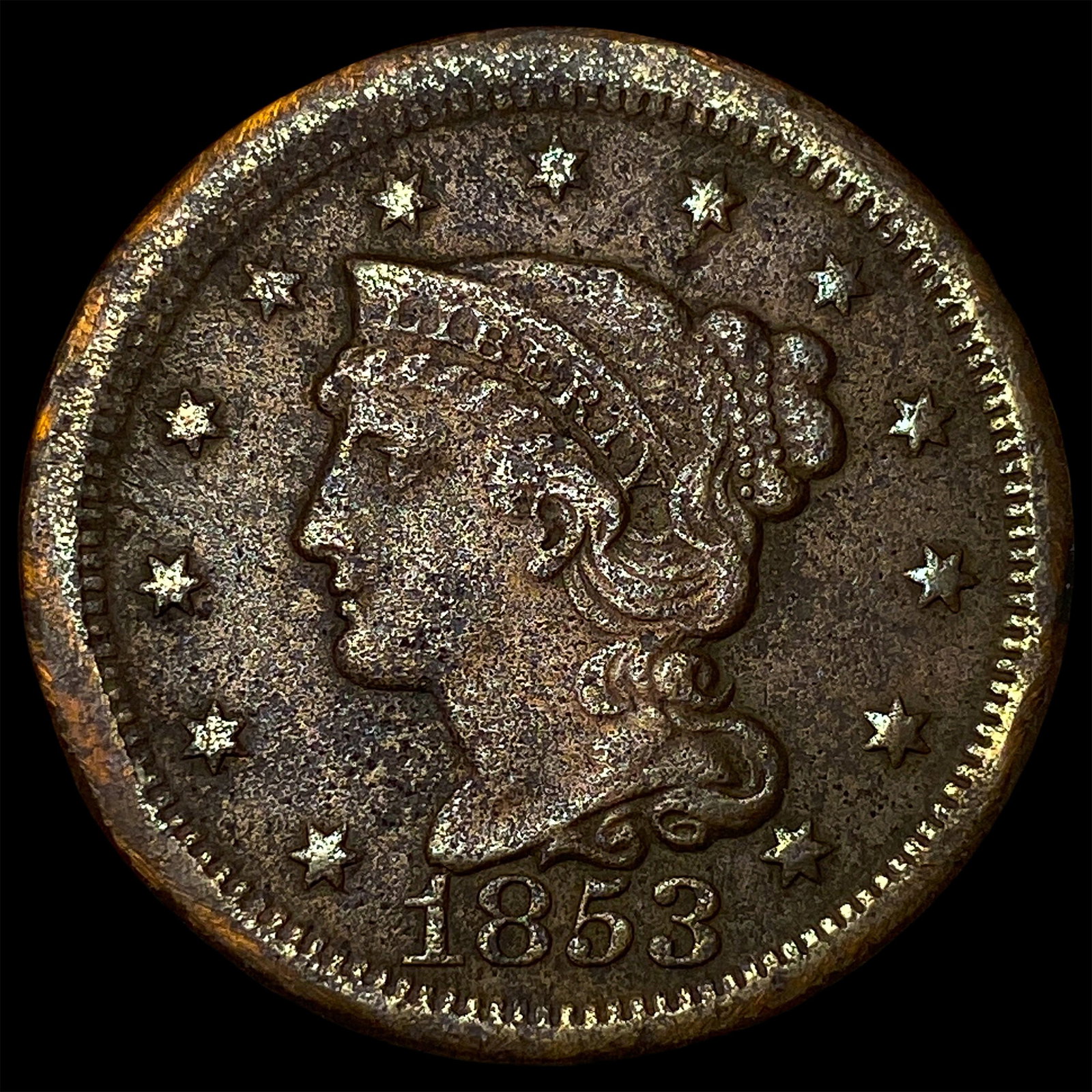 1853 Braided Hair Large Cent HIGH GRADE (1 of 2)