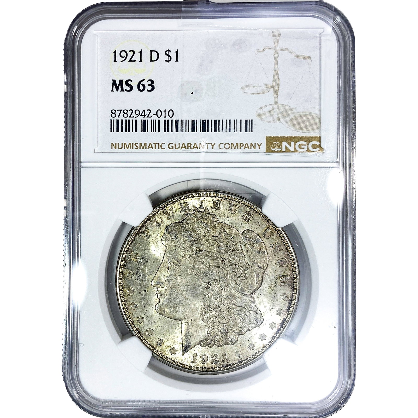 1921-D Morgan Silver Dollar NGC MS63: 1921-D Morgan Silver Dollar NGC MS63