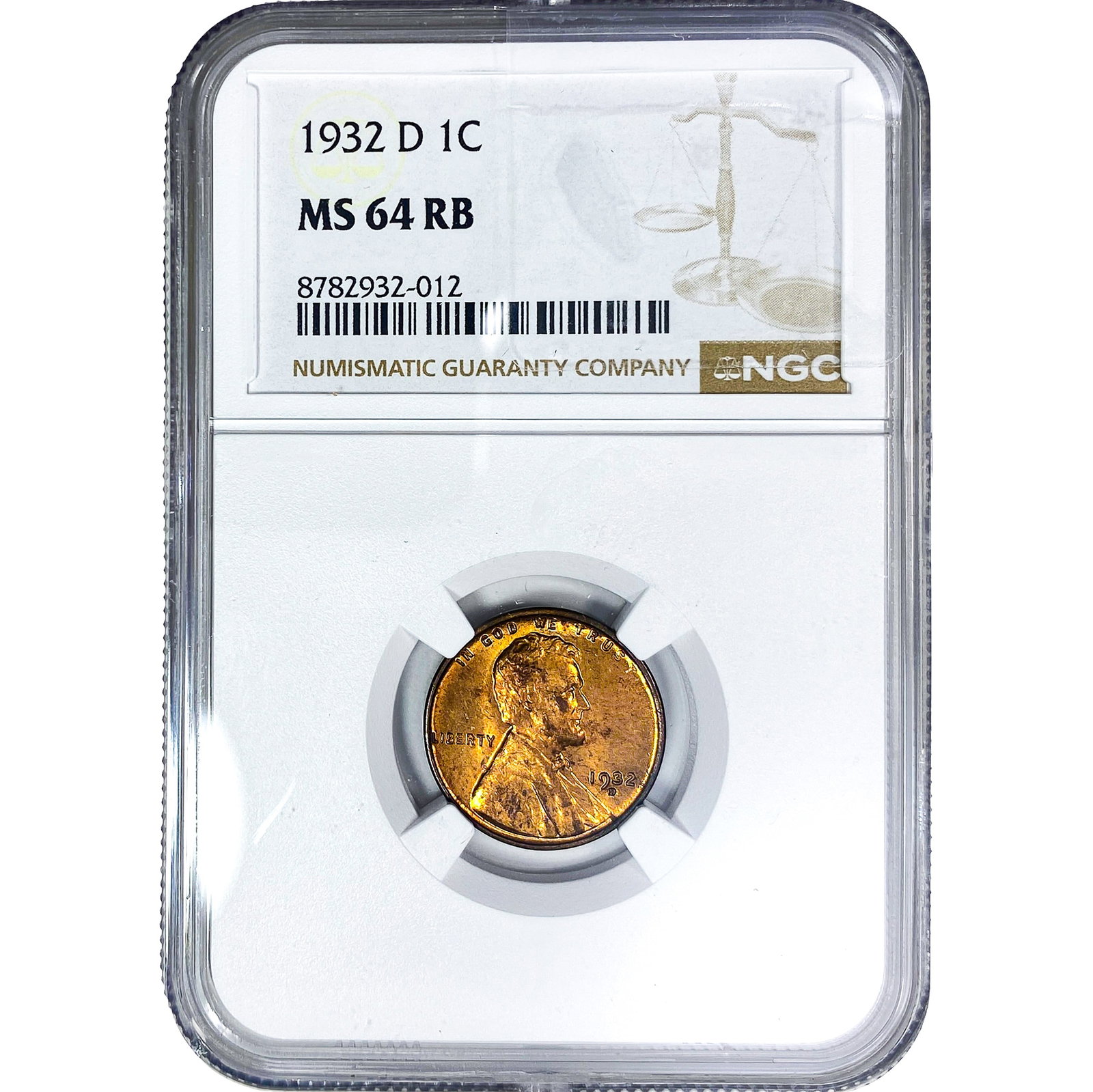 1932-D Wheat Cent NGC MS64 RB: 1932-D Wheat Cent NGC MS64 RB