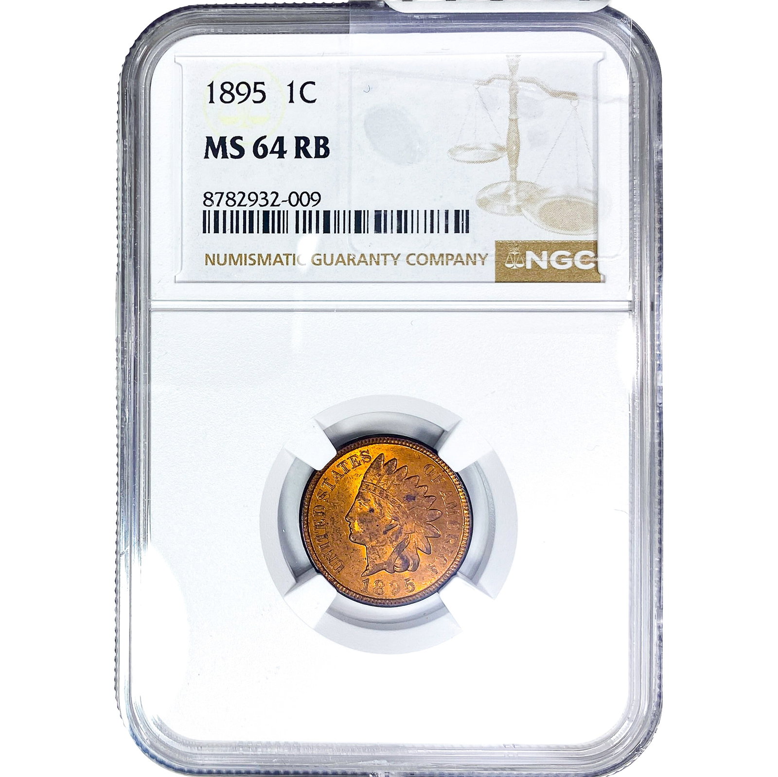 1895 Indian Head Cent NGC MS64 RB: 1895 Indian Head Cent NGC MS64 RB