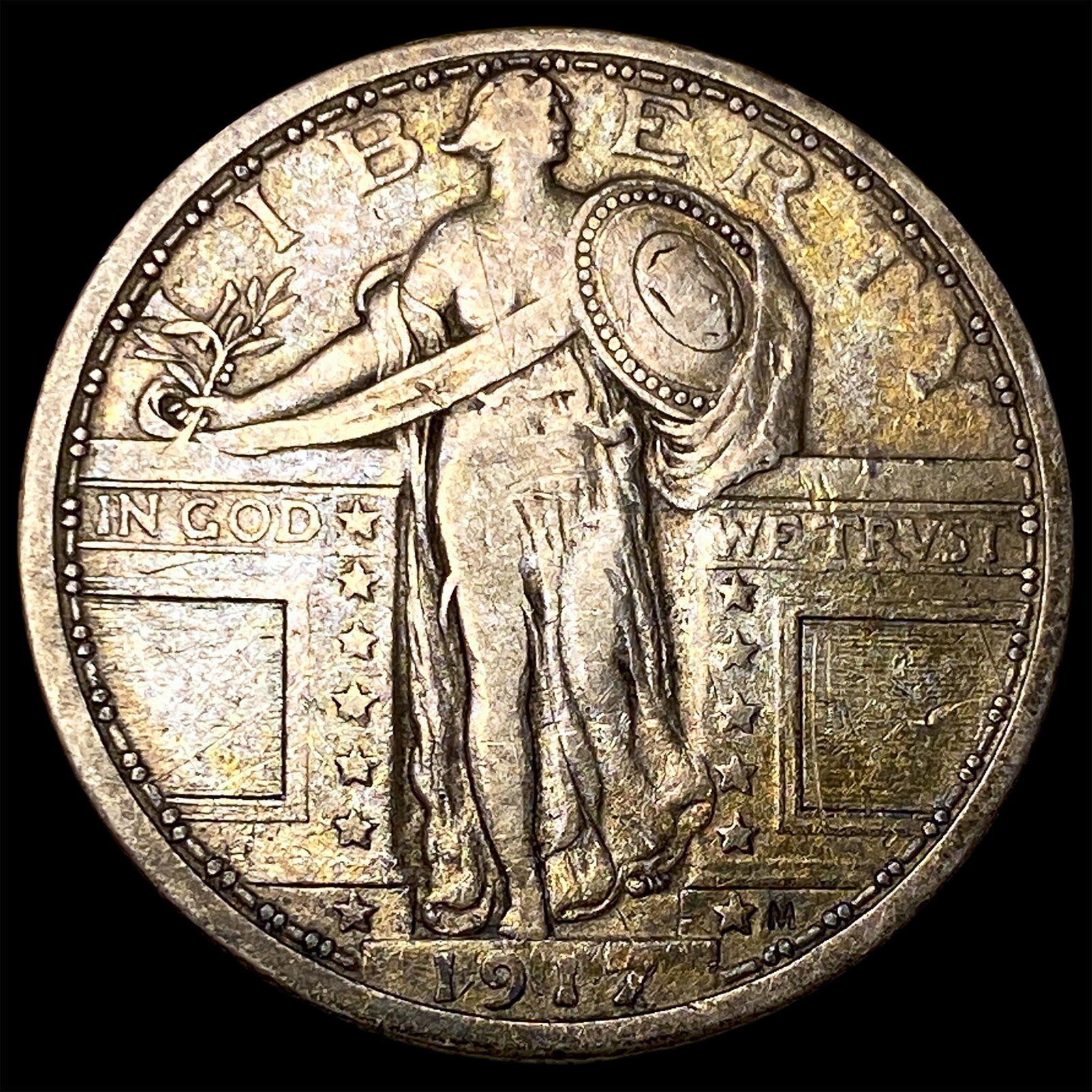 1917 Type 1 Silver Standing Liberty Quarter NEARLY UNCIRCULATED: 1917 Type 1 Silver Standing Liberty Quarter NEARLY UNCIRCULATED