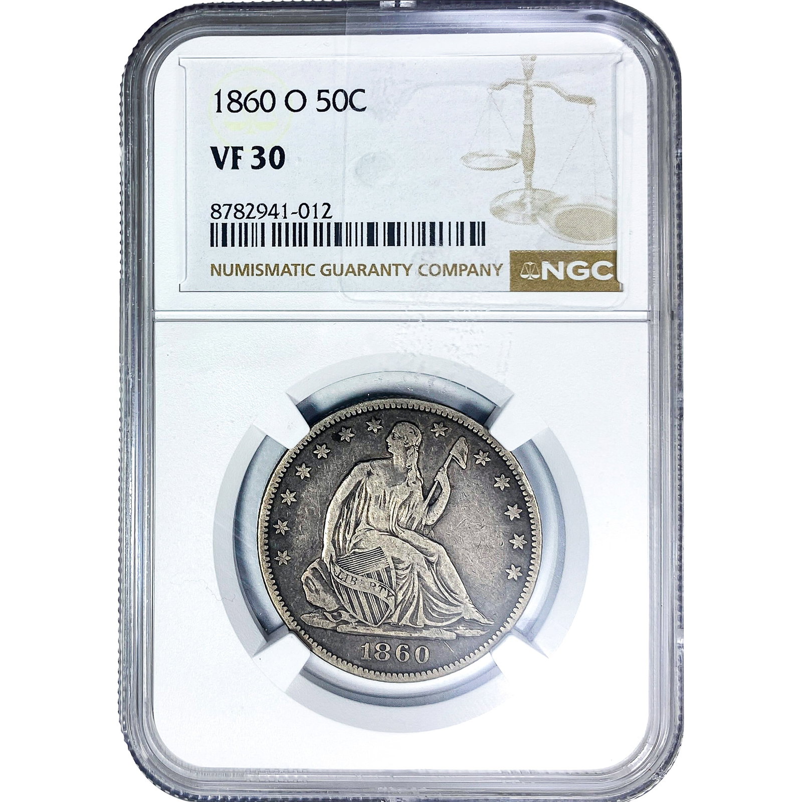 1860-O Seated Liberty Half Dollar NGC VF30: 1860-O Seated Liberty Half Dollar NGC VF30