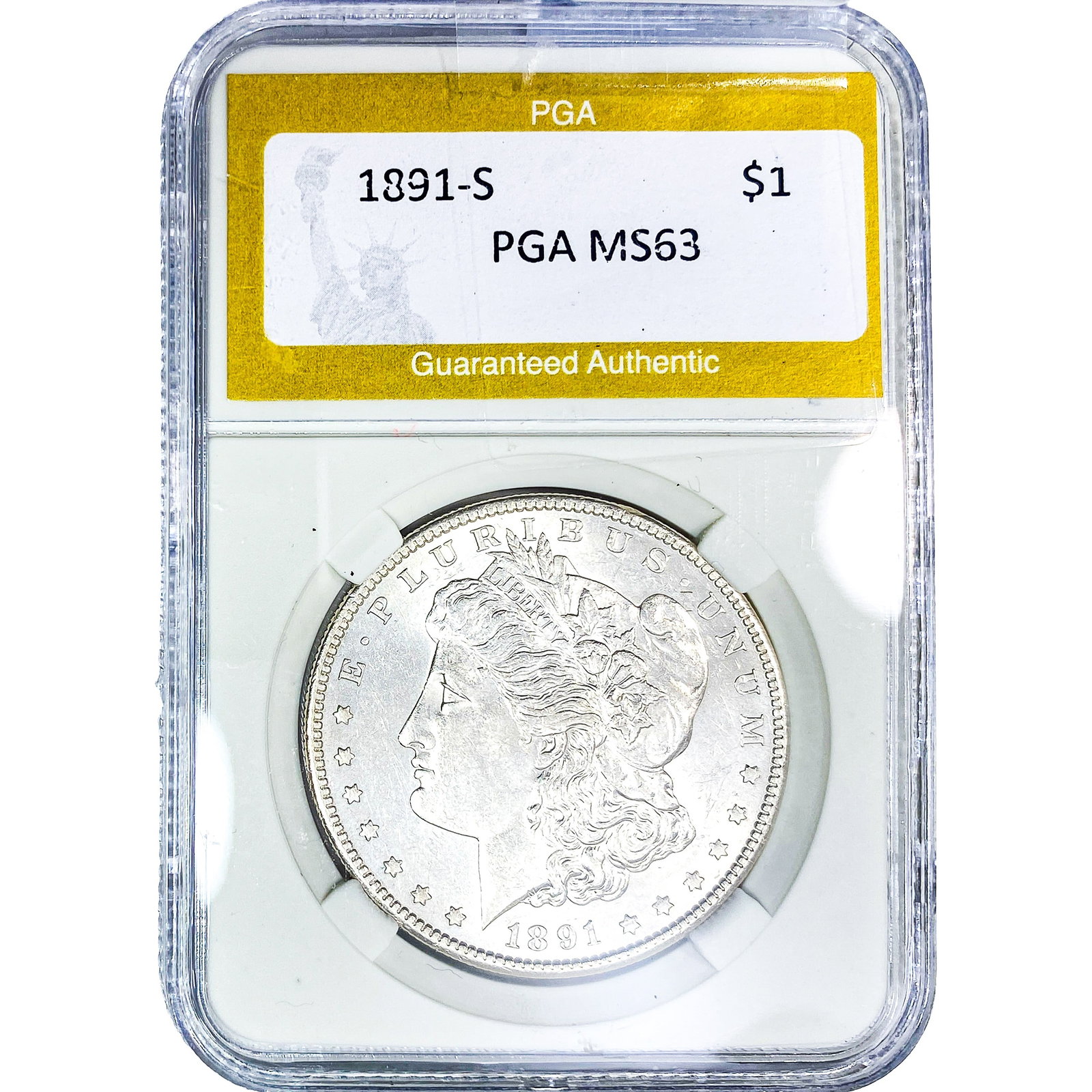 1891-S Morgan Silver Dollar PGA MS63: 1891-S Morgan Silver Dollar PGA MS63