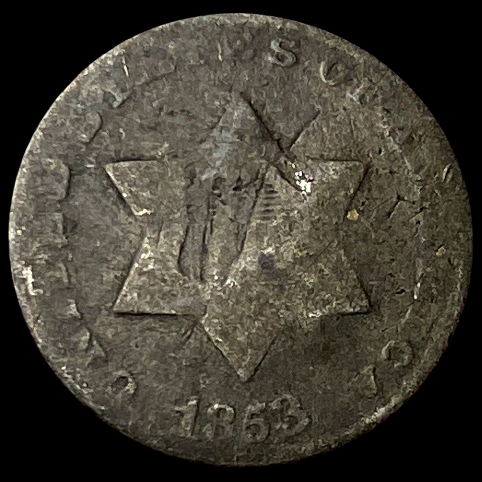 1853 Silver Three-Cent Piece NICELY CIRCULATED: 1853 Silver Three-Cent Piece NICELY CIRCULATED