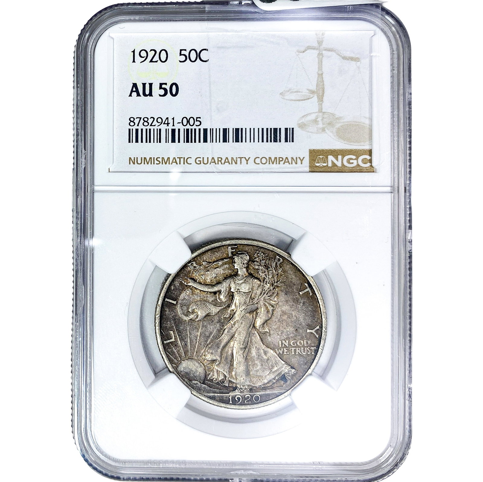 1920 Walking Liberty Half Dollar NGC AU50: 1920 Walking Liberty Half Dollar NGC AU50