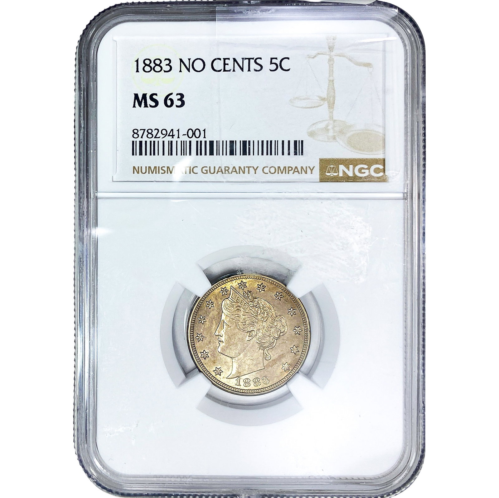 1883 Liberty Victory Nickel NGC MS63 NO CENTS: 1883 Liberty Victory Nickel NGC MS63 NO CENTS