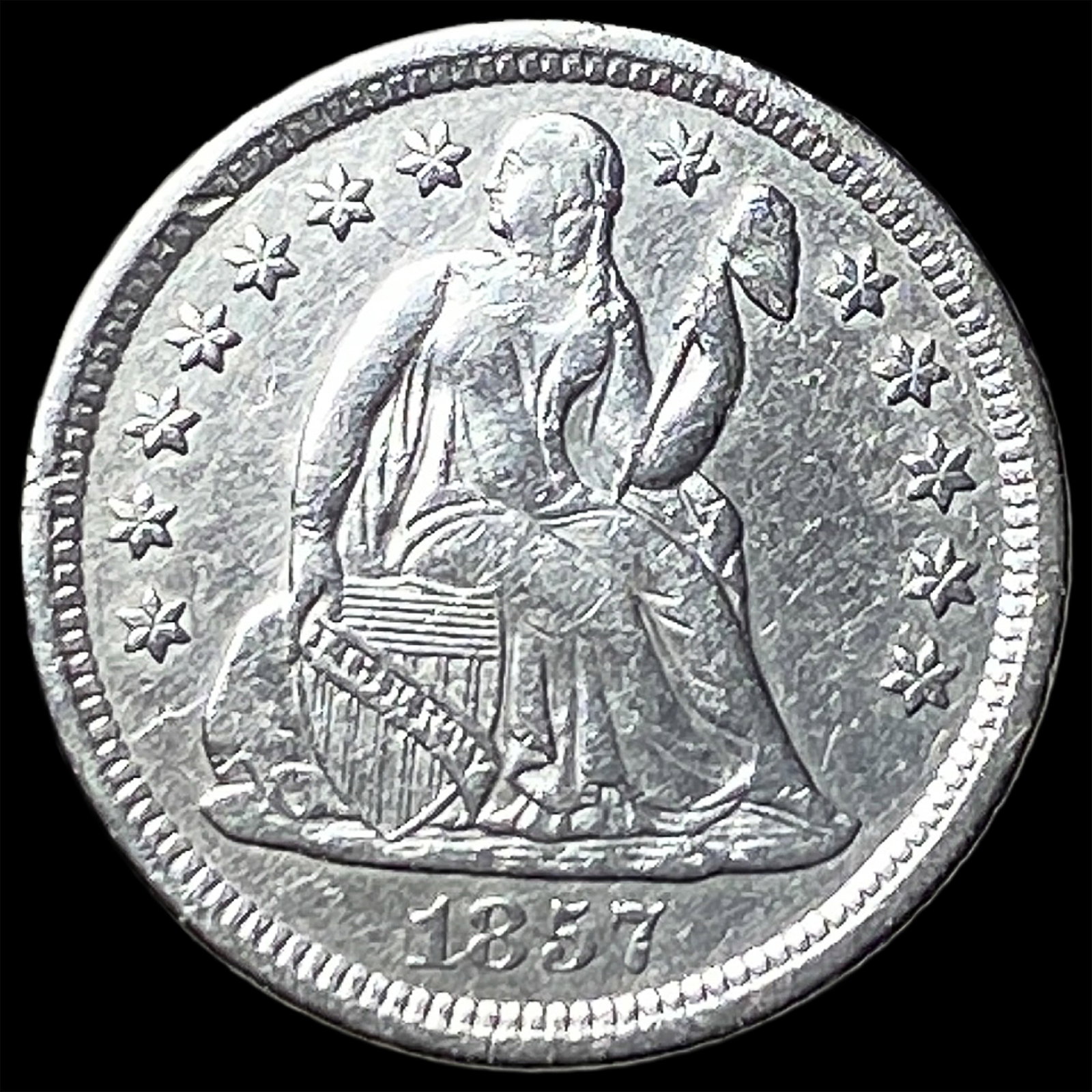 1857-O Silver Seated Liberty Dime NEARLY UNCIRCULATED: 1857-O Silver Seated Liberty Dime NEARLY UNCIRCULATED