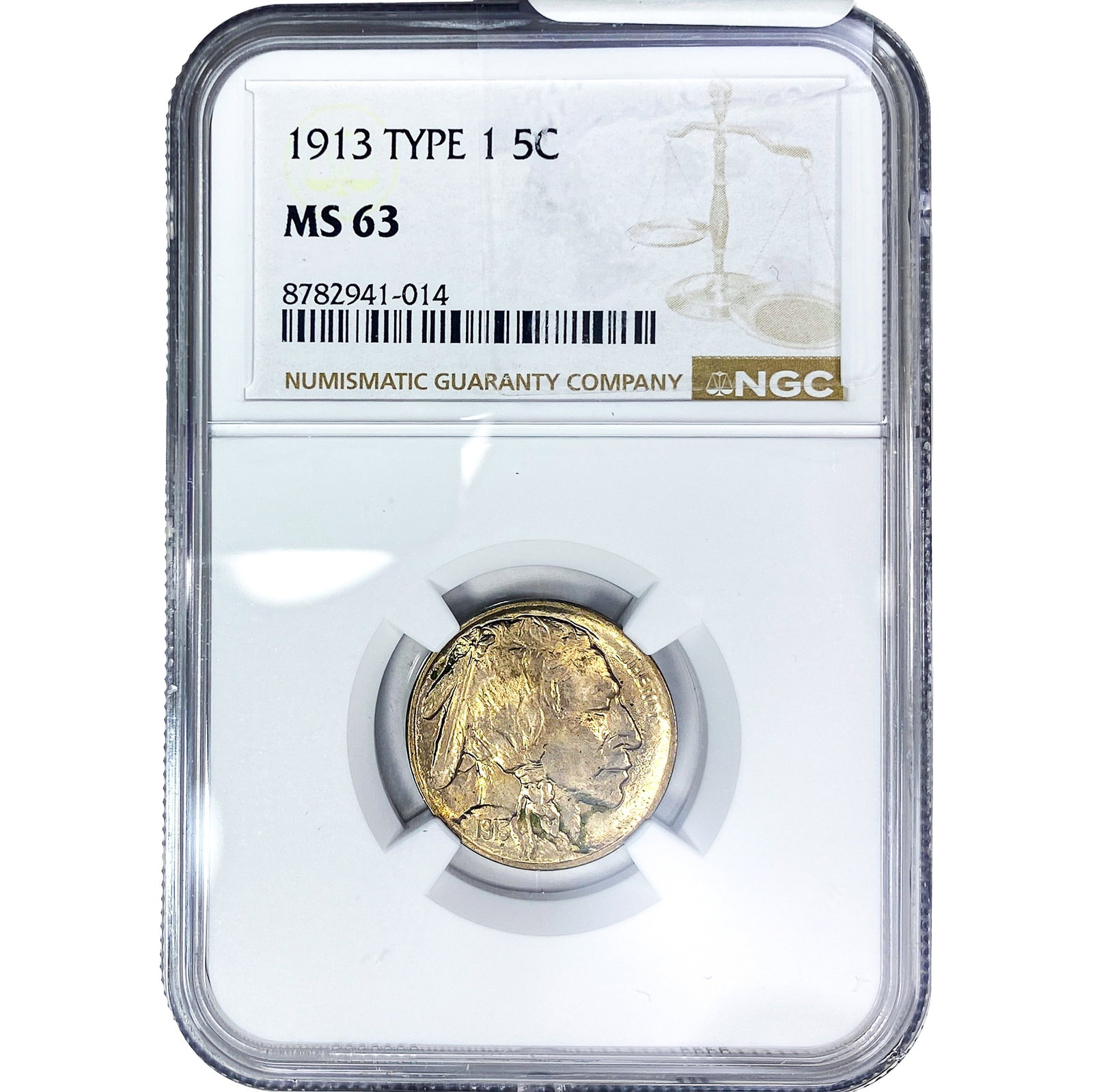 1913 Buffalo Nickel NGC MS63 TYPE 1: 1913 Buffalo Nickel NGC MS63 TYPE 1