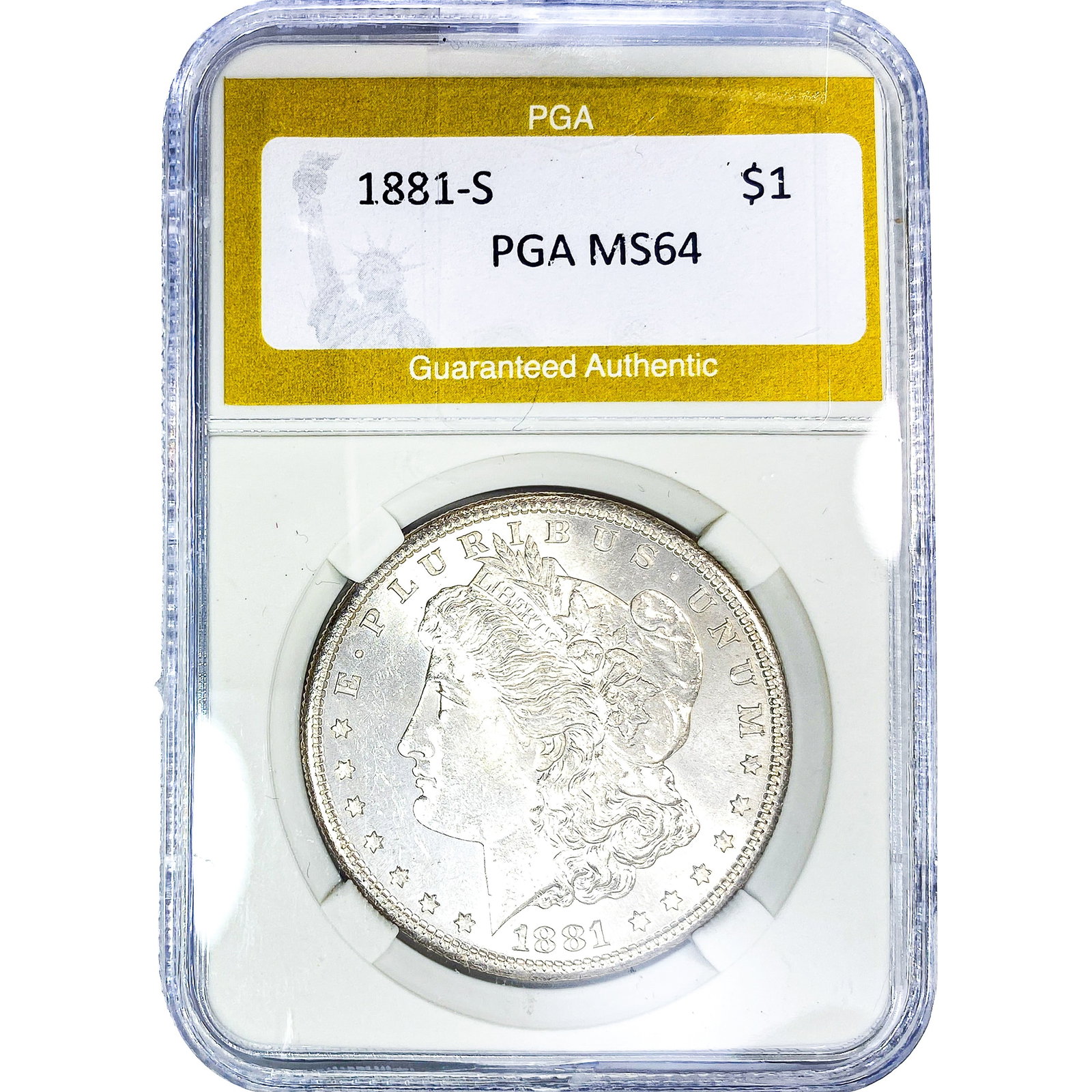 1881-S Morgan Silver Dollar PGA MS64: 1881-S Morgan Silver Dollar PGA MS64