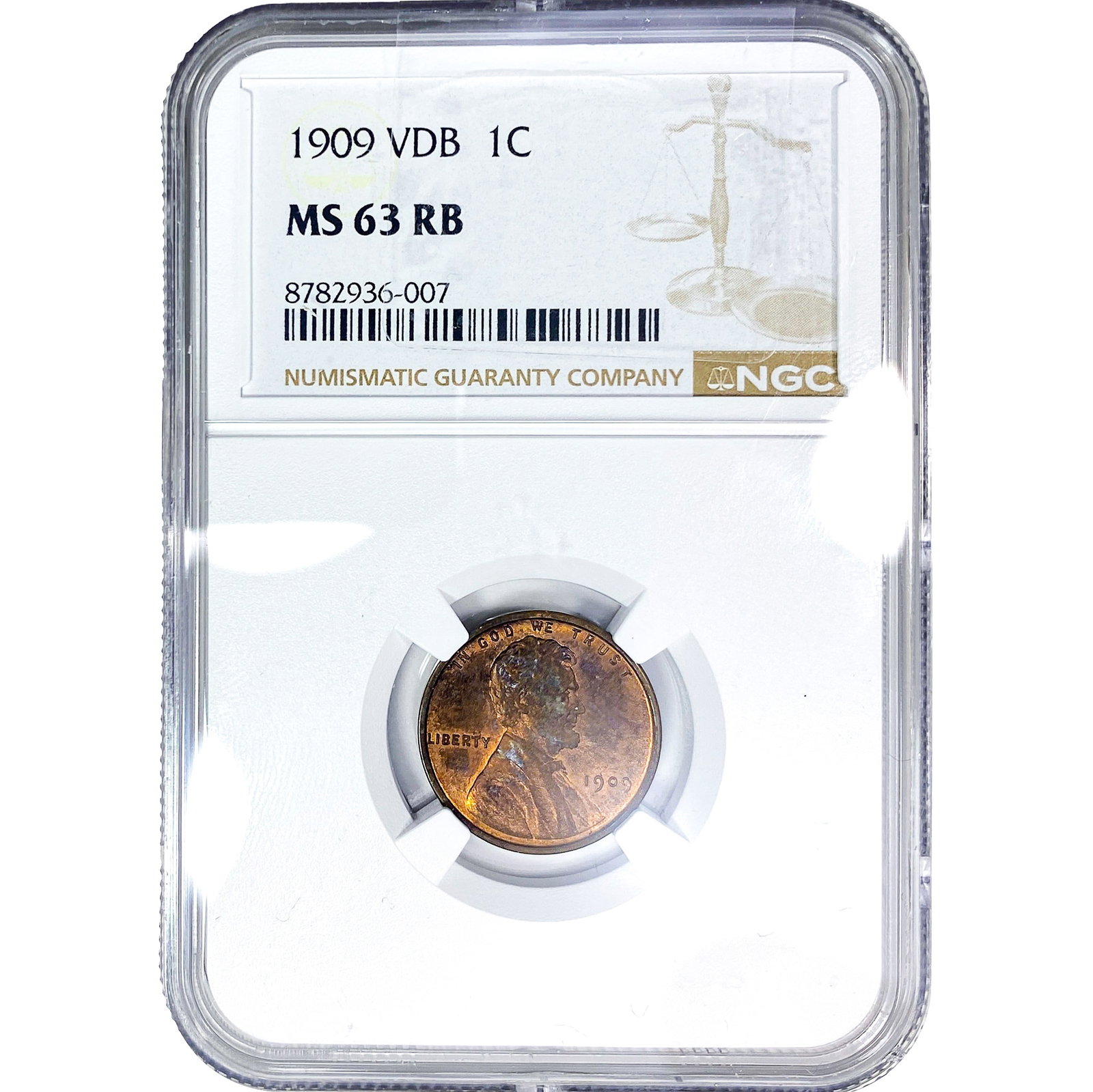 1909 Wheat Cent NGC MS63 RB: 1909 Wheat Cent NGC MS63 RB
