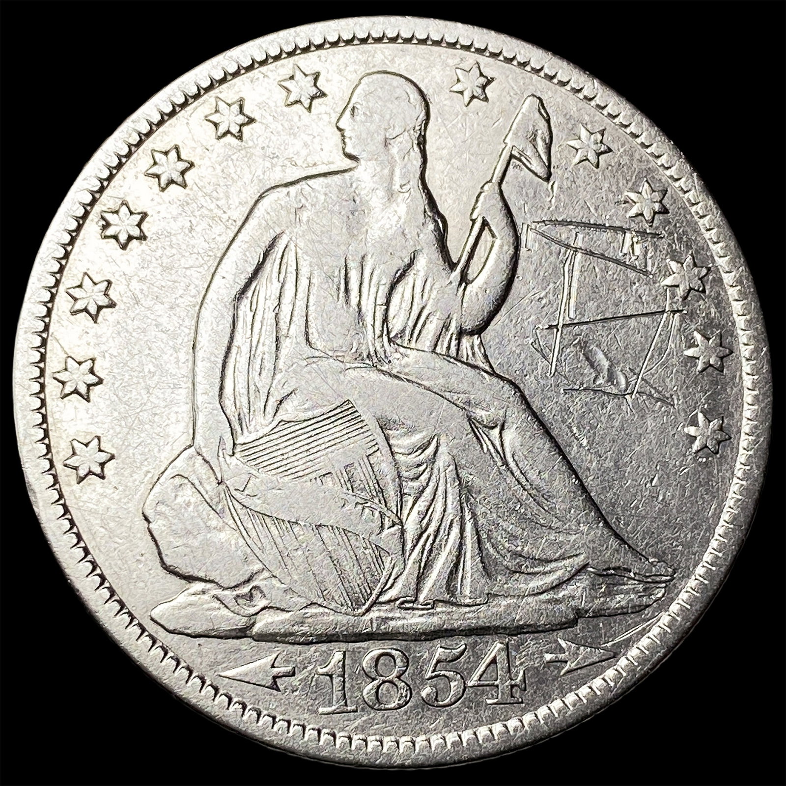 1854-O Arrows Seated Liberty Silver Half Dollar HIGH GRADE: 1854-O Arrows Seated Liberty Silver Half Dollar HIGH GRADE