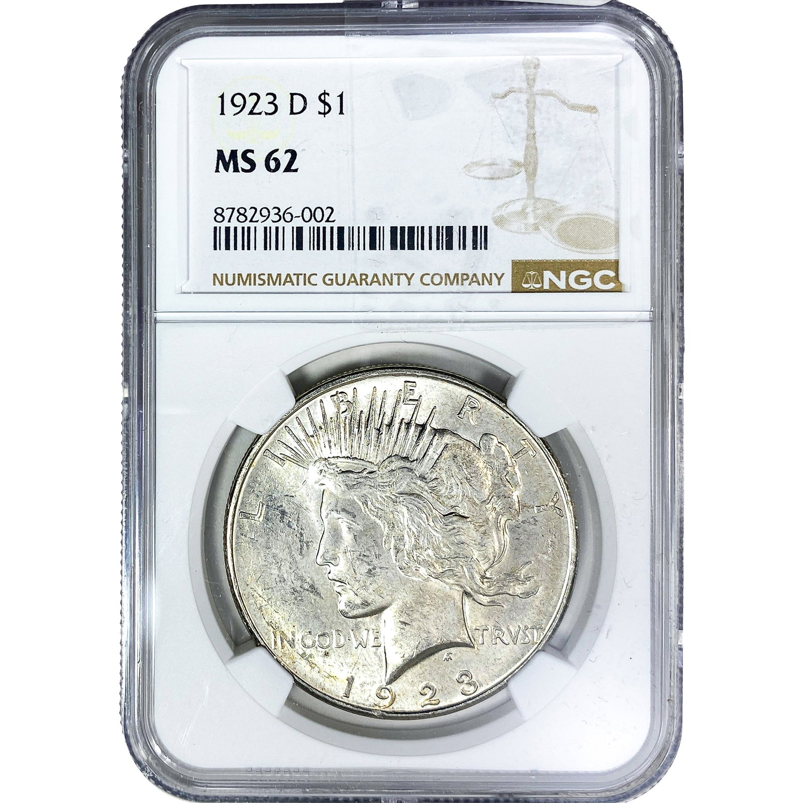 1923-D Silver Peace Dollar NGC MS62 (1 of 2)
