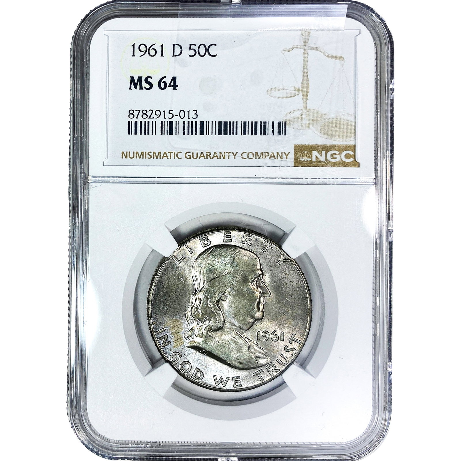 1961-D Franklin Half Dollar NGC MS64: 1961-D Franklin Half Dollar NGC MS64