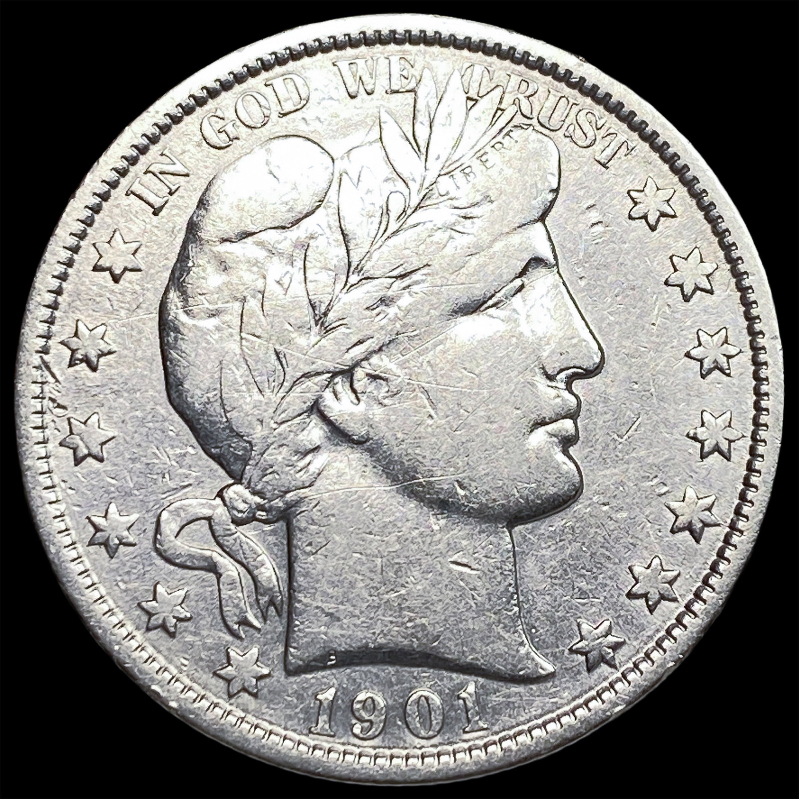 1901 Silver Barber Half Dollar ABOUT UNCIRCULATED: 1901 Silver Barber Half Dollar ABOUT UNCIRCULATED